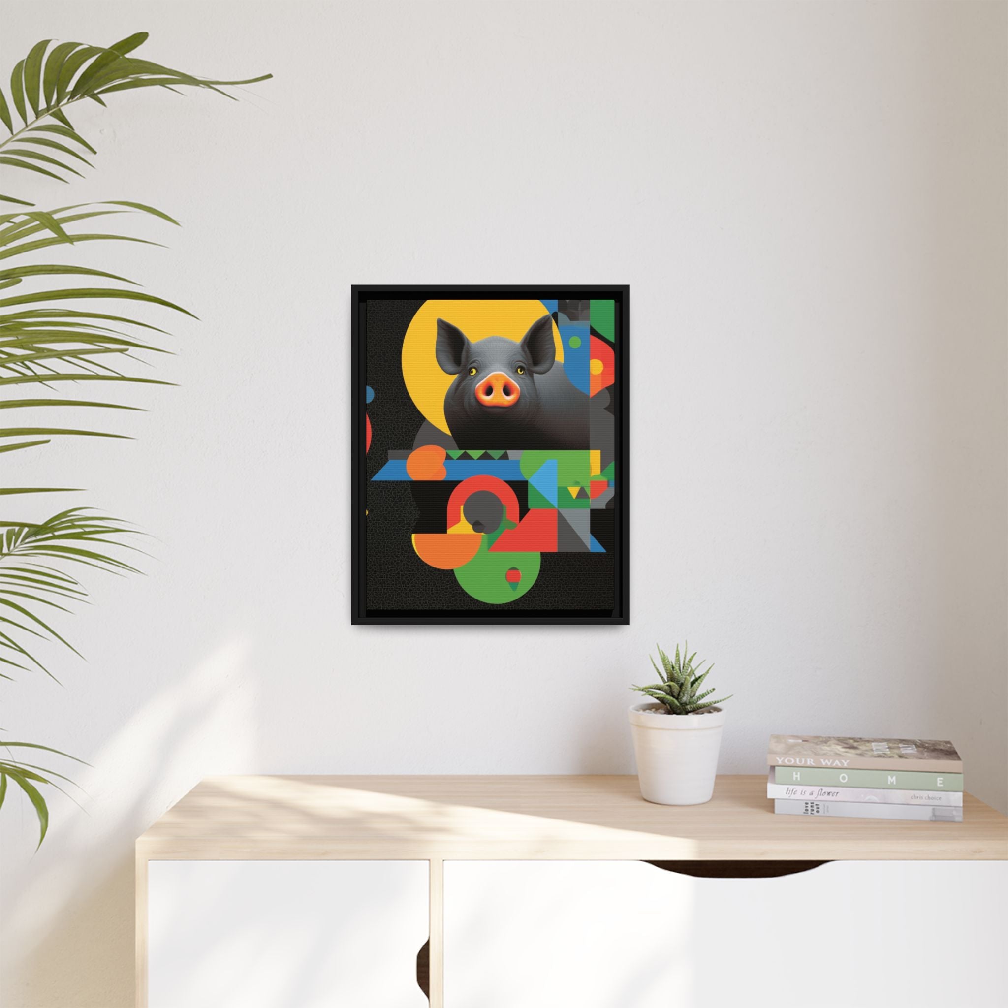 Geometric Pig Poster: Abstract Graphic Design, Colorful Modernist Composition   |    Custom Orders Available
