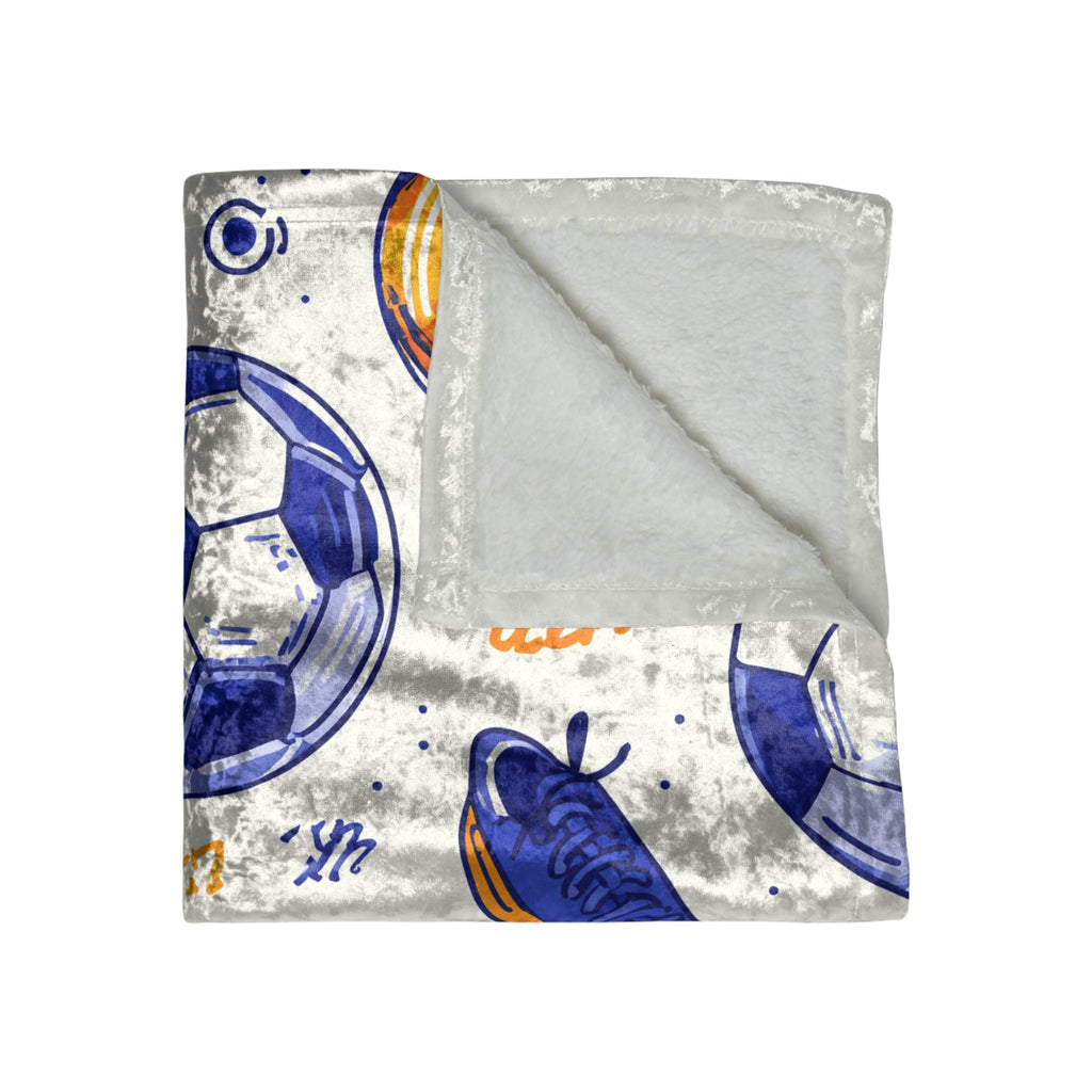 Personalized Soccer Velveteen Blanket for Kids — Crushed Velvet Football Throw