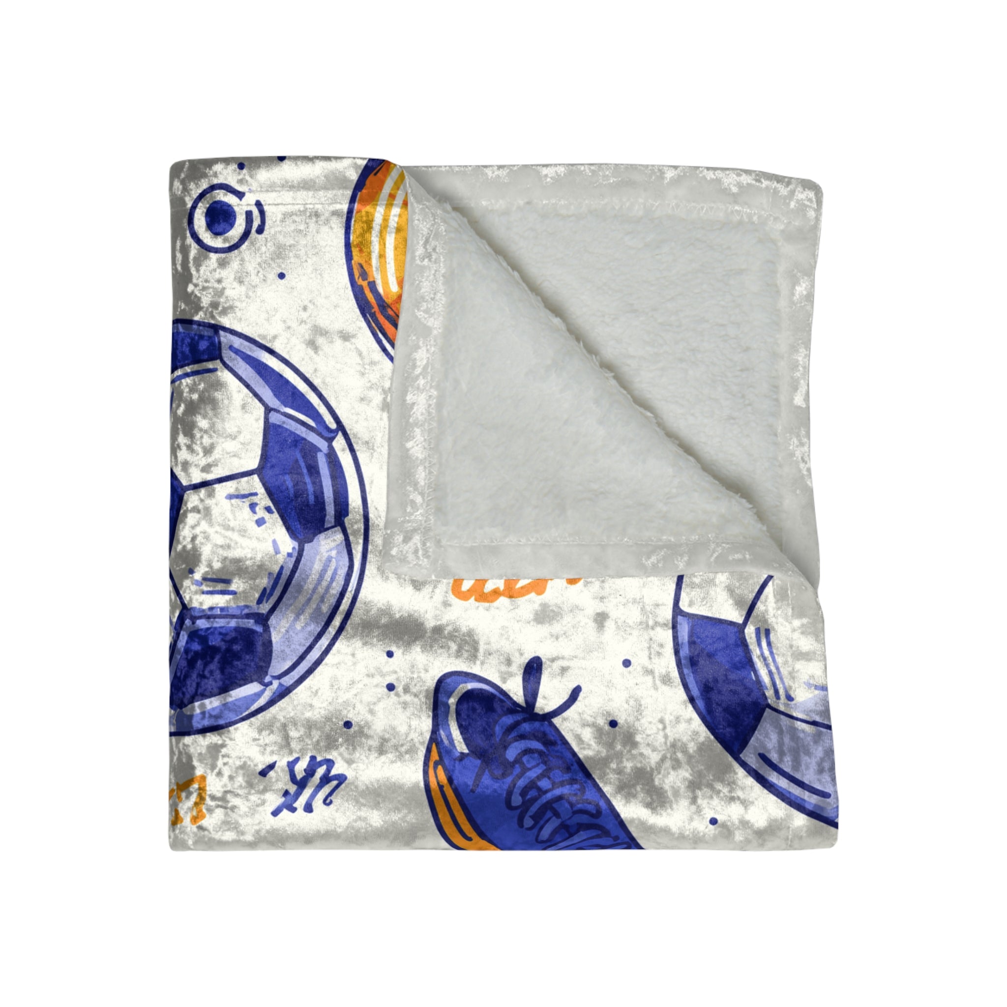 Personalized Soccer Velveteen Blanket for Kids — Crushed Velvet Football Throw