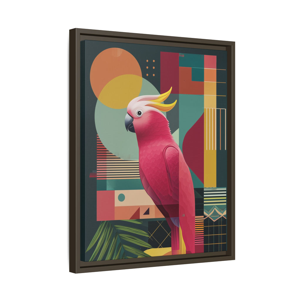 Cockatoo in Geometric Bloom: Mid-Century Modern Art, Tropical Abstract Design   |    Custom Orders Available