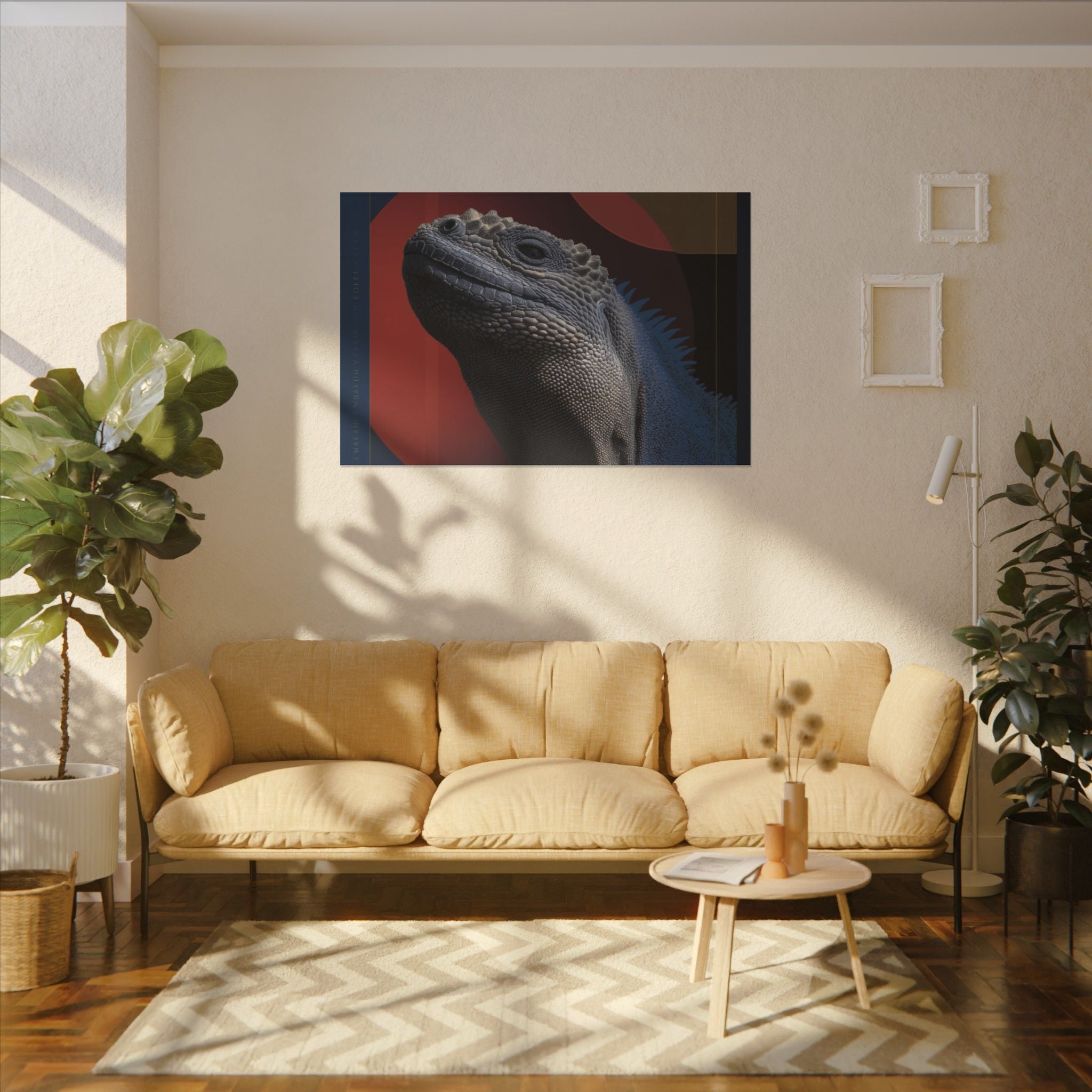 Marine Iguana Canvas: Reptilian Portrait, Digital Naturalism   |    Custom Orders Available
