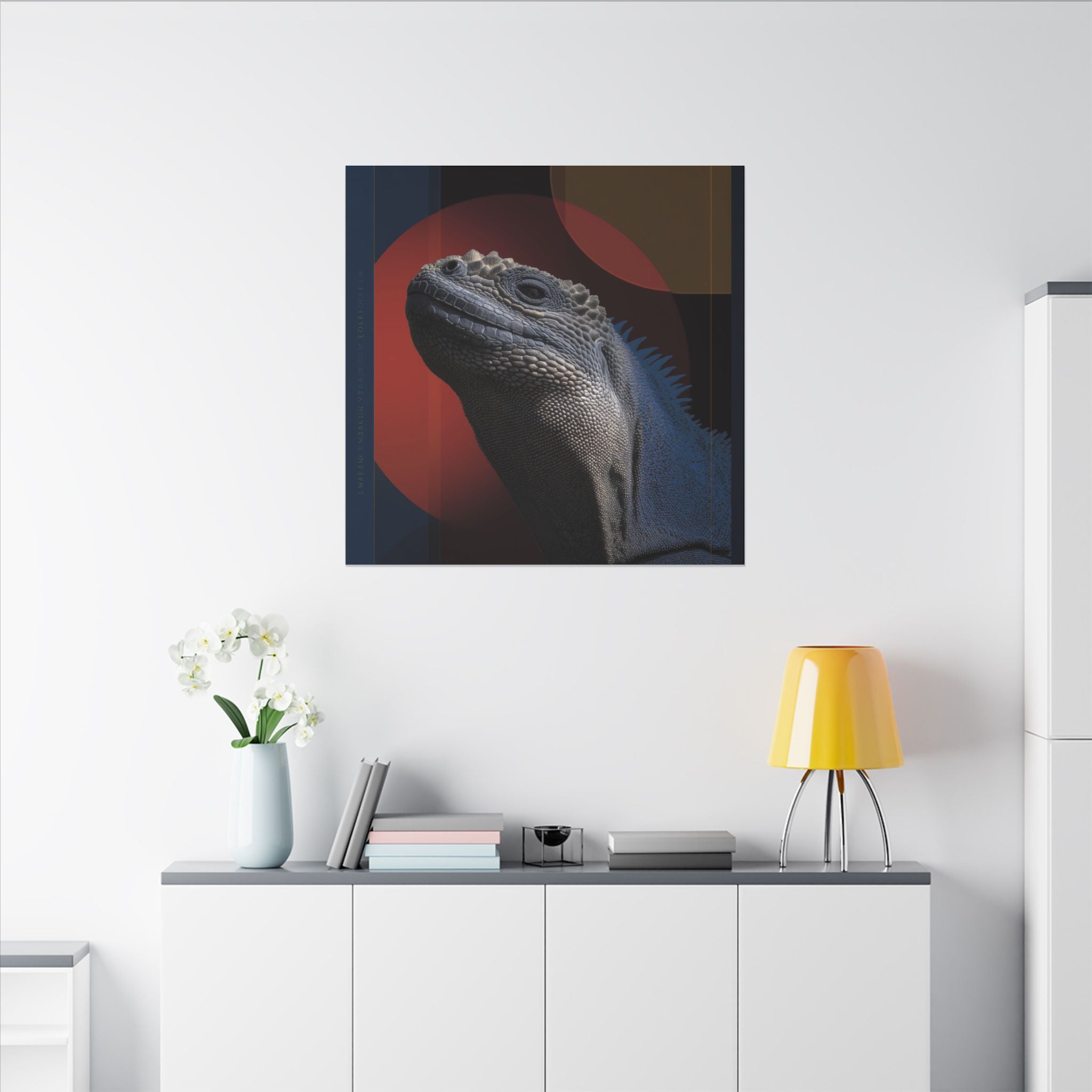 Marine Iguana Canvas: Reptilian Portrait, Digital Naturalism   |    Custom Orders Available