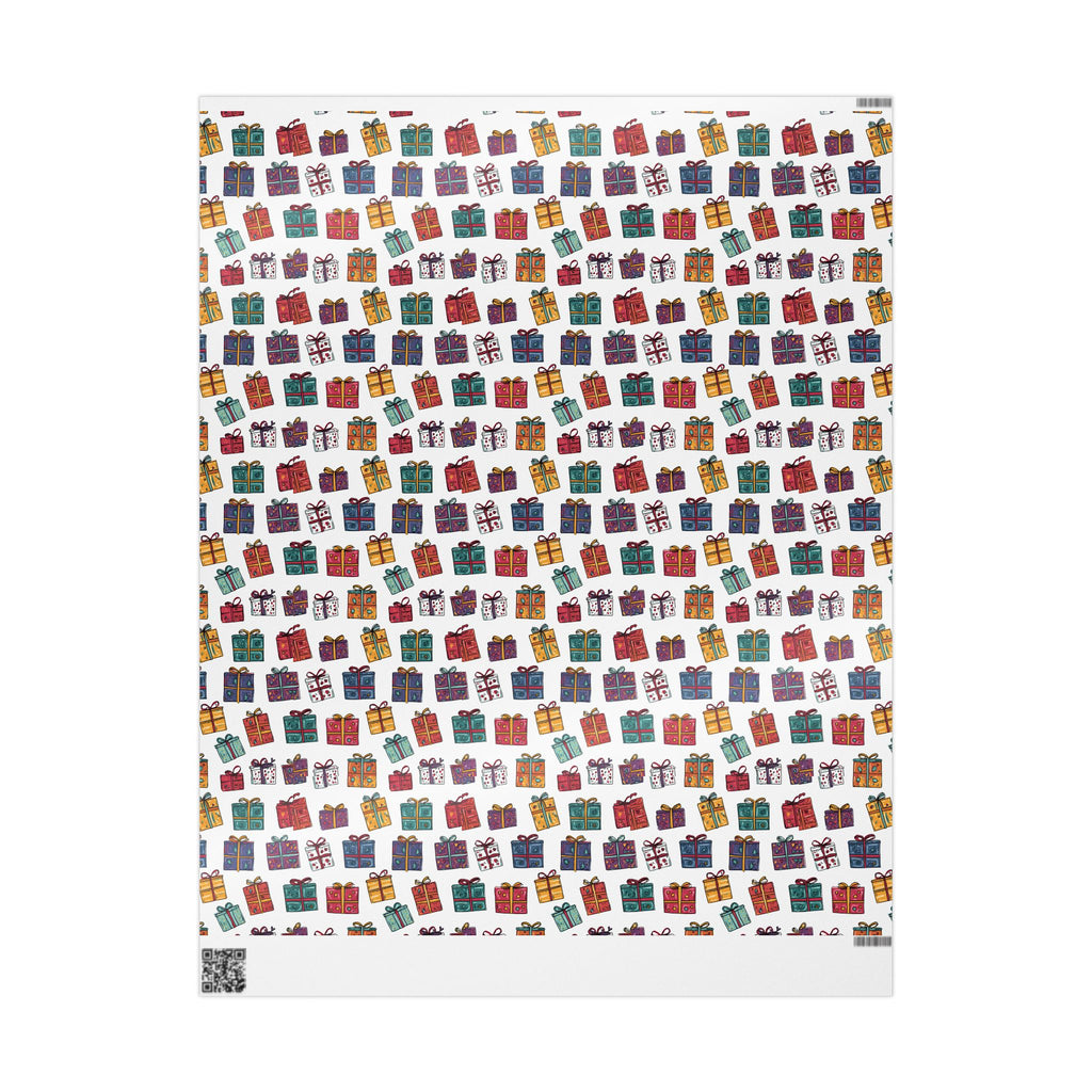 Gift Wrap Paper Roll — Colorful Hand-Drawn Presents Pattern