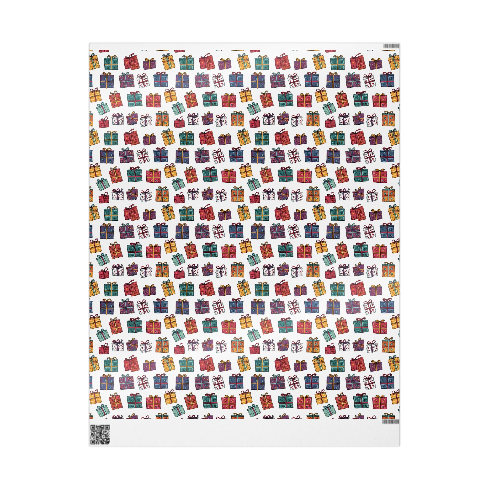 Gift Wrap Paper Roll — Colorful Hand-Drawn Presents Pattern