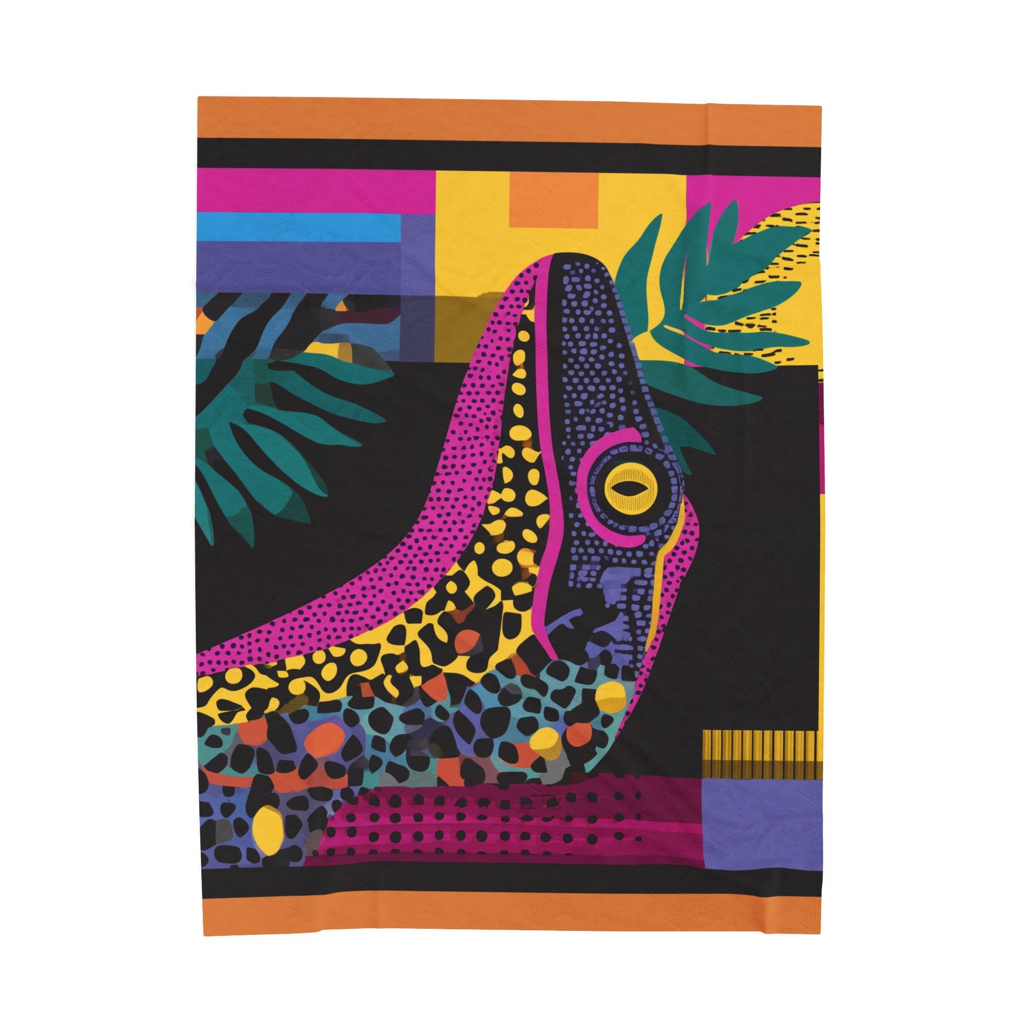 Colorful Geometric Lizard Blanket: Pop Art, WIldlife Illustration, Vibrant Contemporary Design   |  Personalized & Custom Orders Available