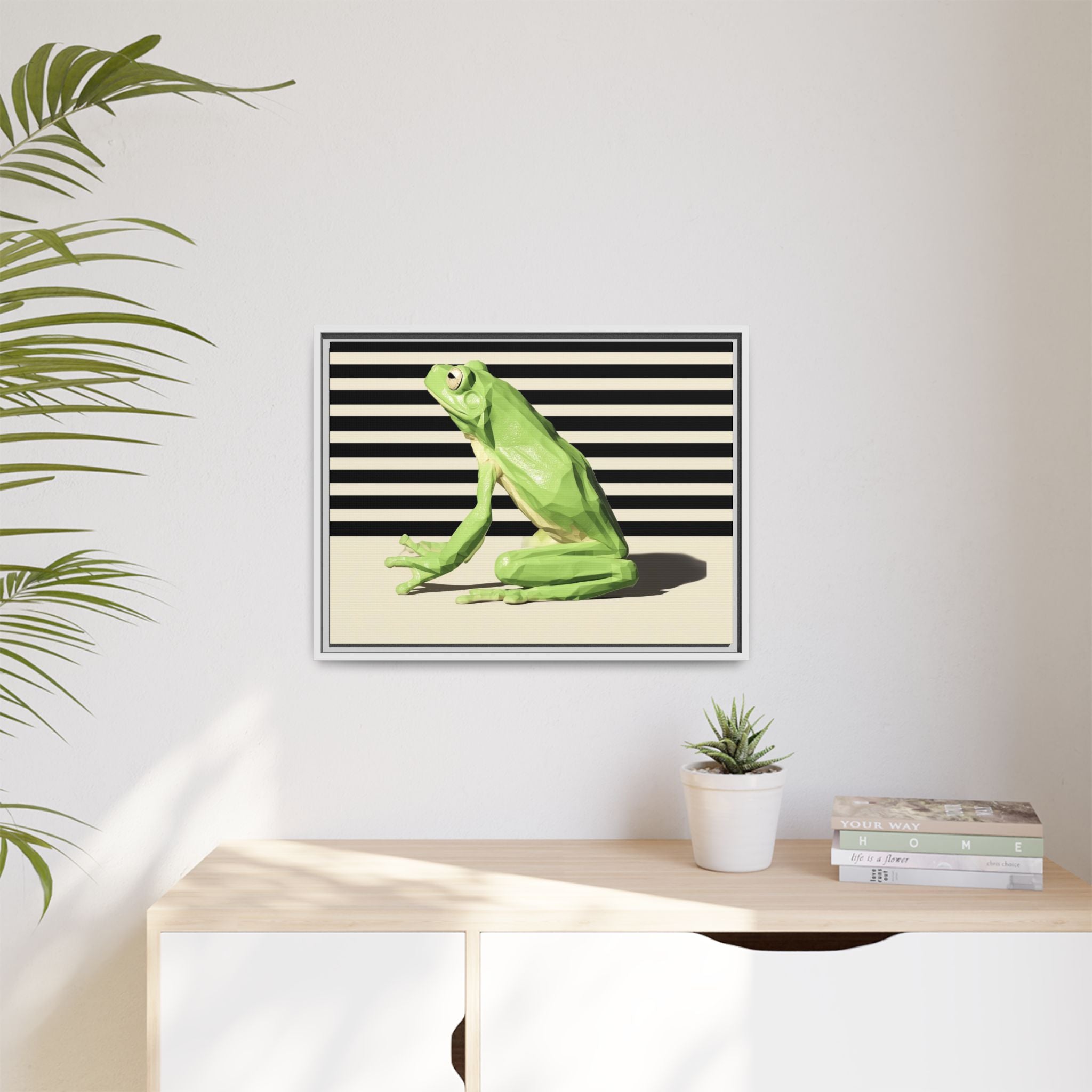 Geometric Frog Framed Print : Low-Poly Amphibian Design, Contemporary Minimalist Art   |  Personalized & Custom Orders Available