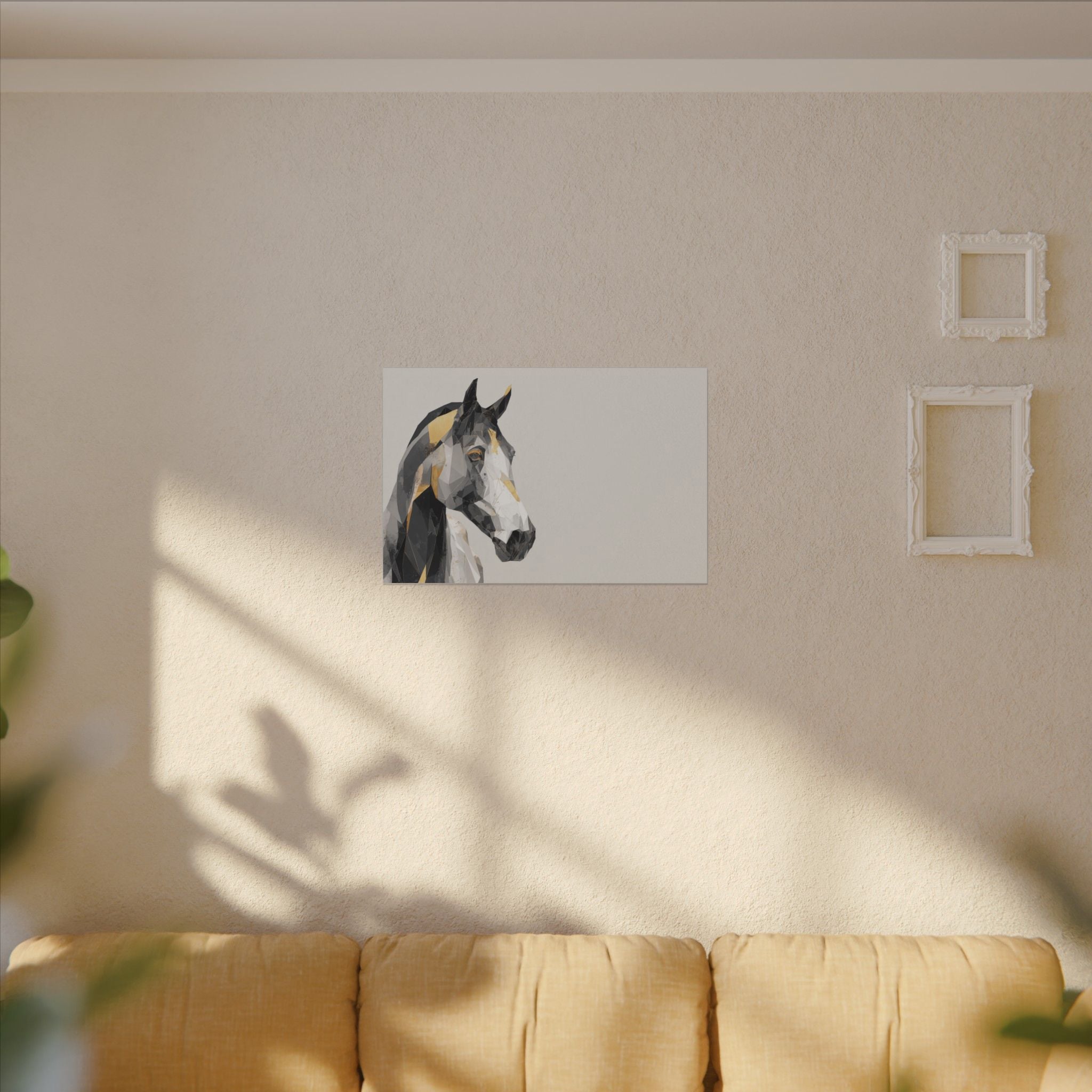 Geometric Equine Elegance: Polygonal Horse Portrait, Modern Digital Art, Metallic Cubist Interpretation   |  Personalized & Custom Orders