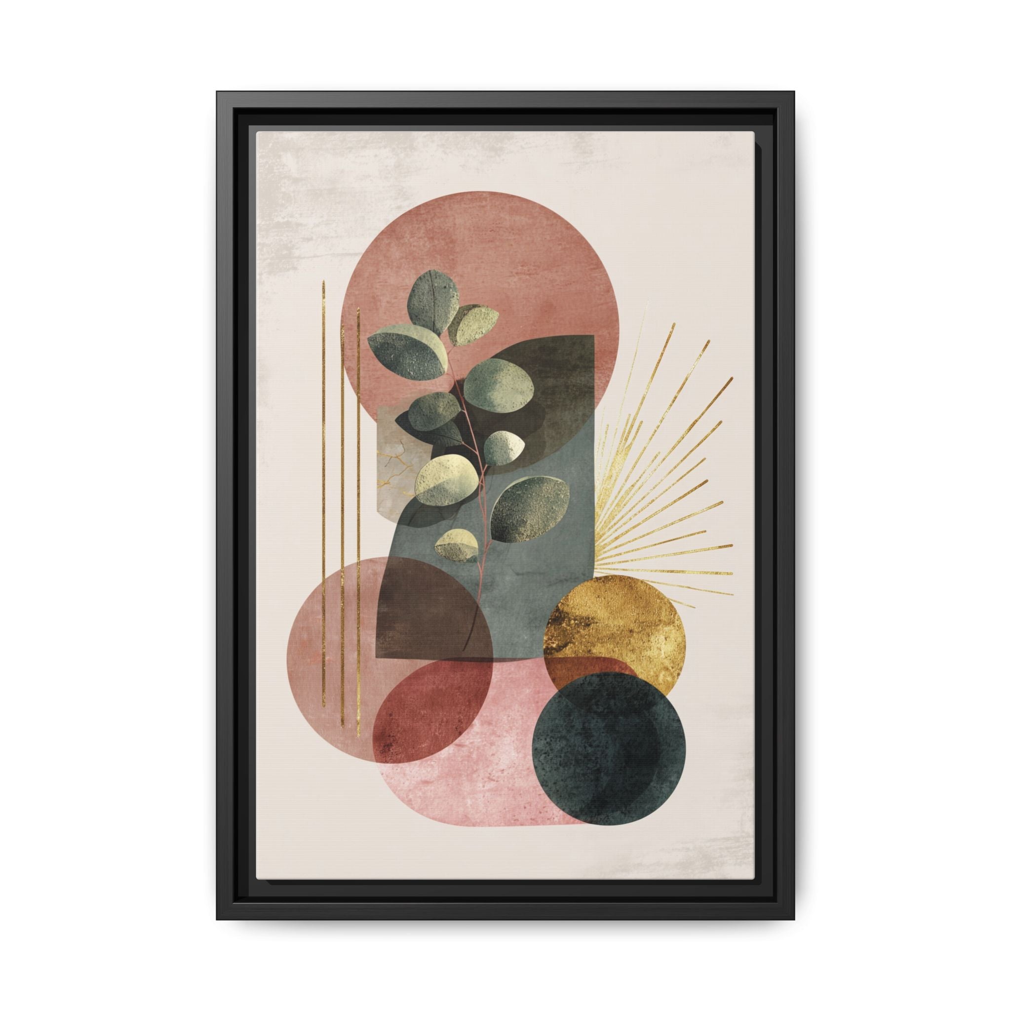 Botanical Geometric Symphony: Eucalyptus Harmony, Metallic Intersections, Modern Earth Tones   |   Custom Orders Accepted