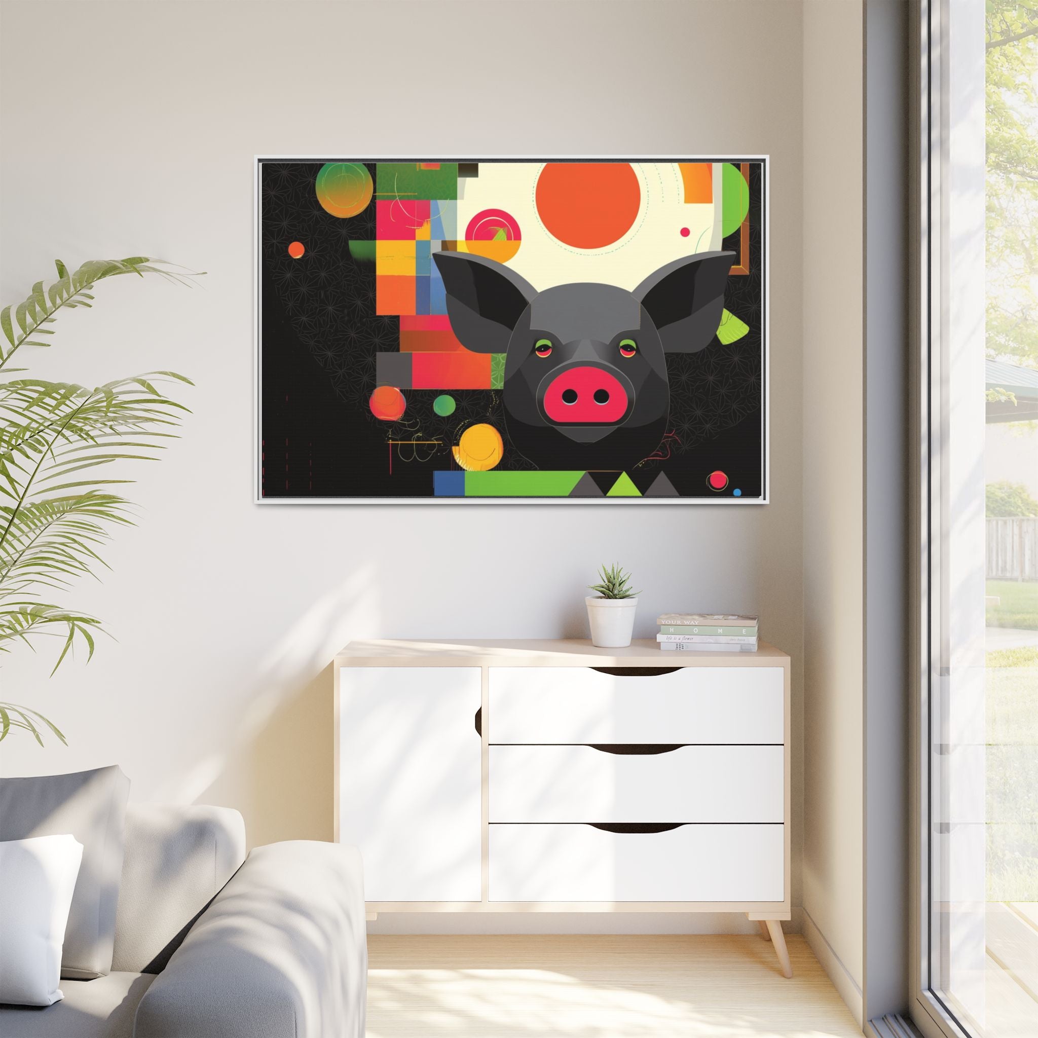 Prismatic Pig: Geometric Abstract Design, Digital Graphic Art Illustration   |    Custom Orders Available