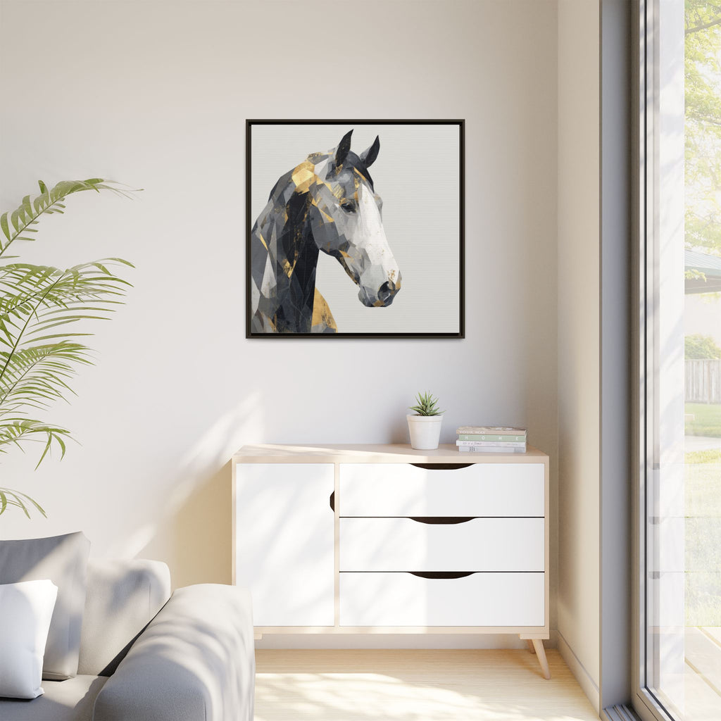 Geometric Stallion: Cubist Equine Art, Modern Metallic Polygonal Design   |  Personalized & Custom Orders Available