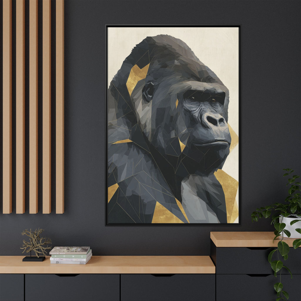 Primal Geometry: Polygonal Gorilla Portrait, Modern Metallic Wildlife Art   |  Personalized & Custom Orders Available