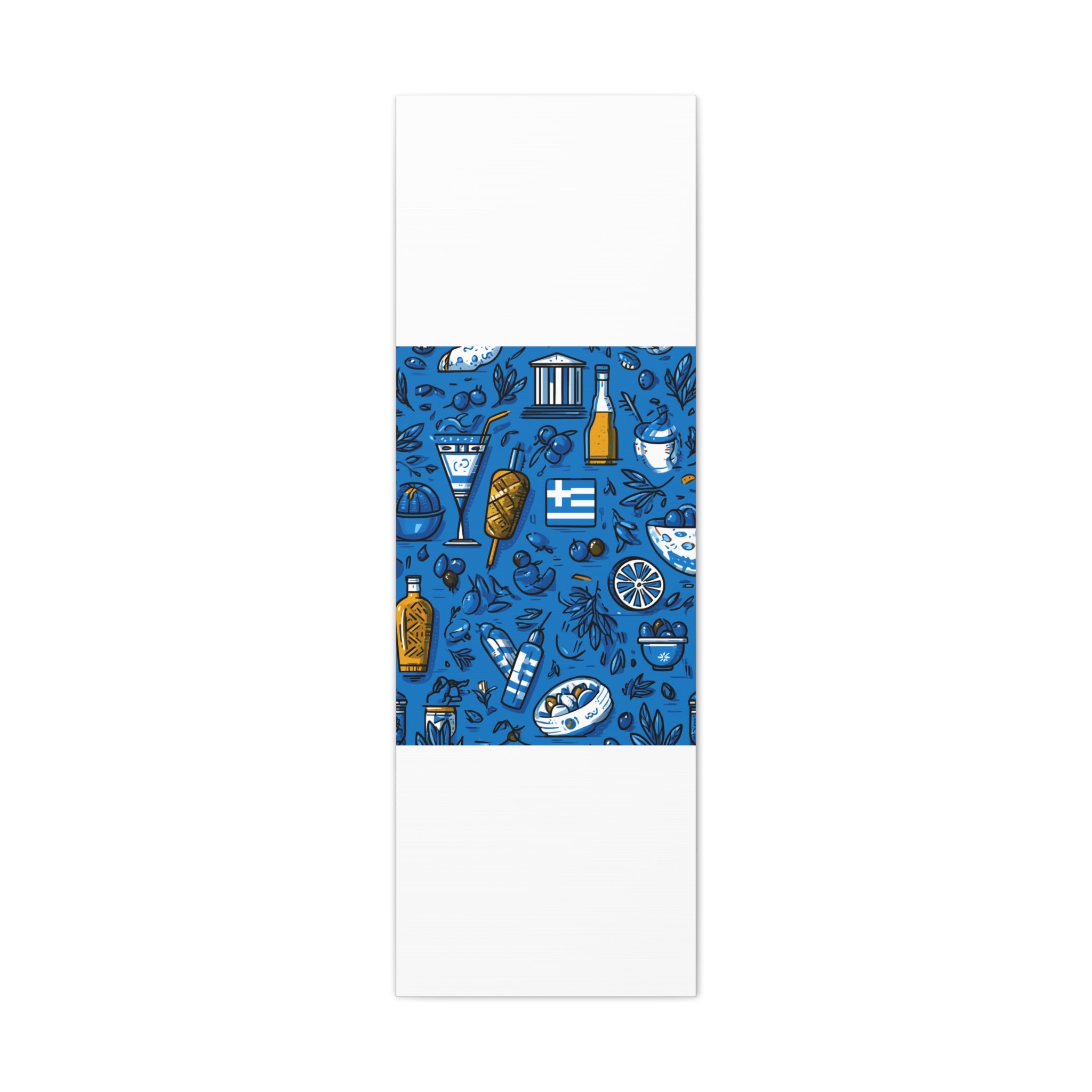Vibrant Canvas Wall Art, Blue Mediterranean Theme, Kitchen Decor, Greek Party Decor, Olive and Drink Motif