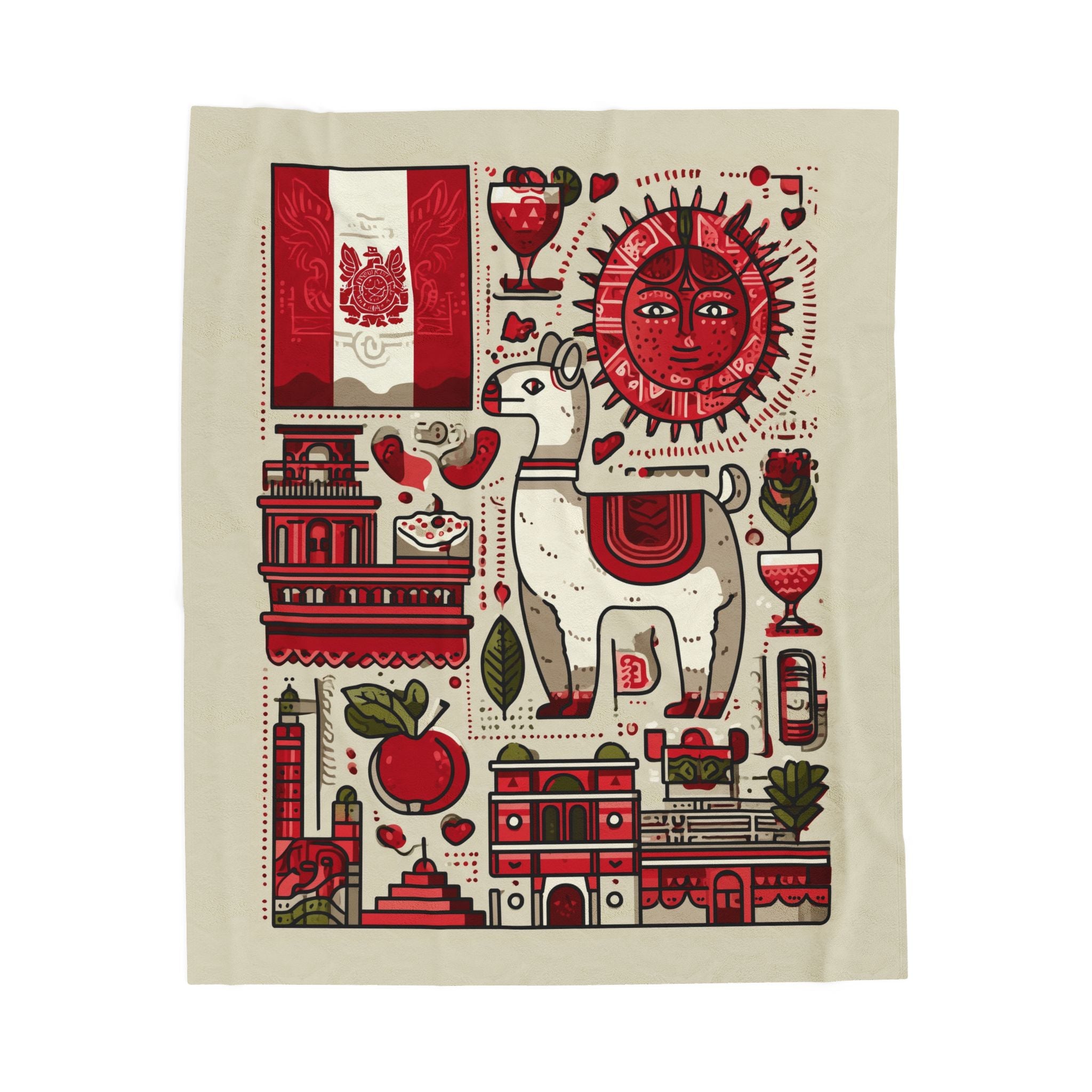 Peruvian Spirit Quilt Doona Duvet Cover : Cultural Mosaic of Heritage, Folk Art Illustration   |   Custom Orders Accepted