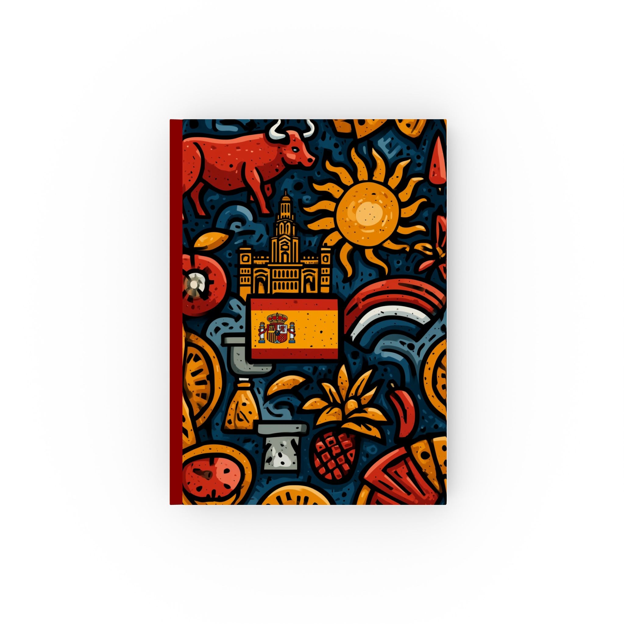 Spain's Vibrant Mosaic: Cultural Symbols of Passion, Graphic Design Celebration of Heritage, Bold National Identity Illustration | Custom