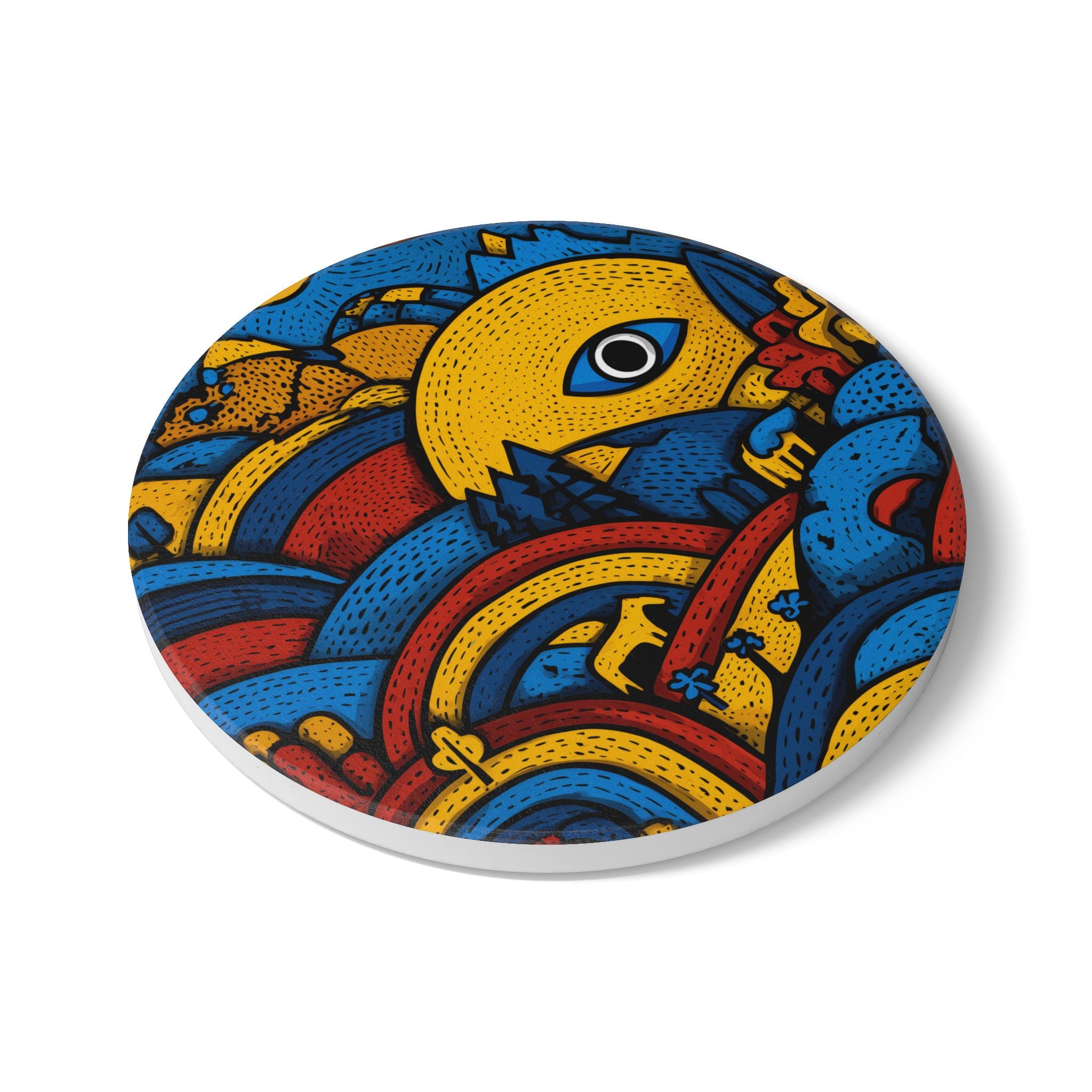 Vibrant Colombian Landscape Ceramic Coaster, Colorful Drinkware, Home Decor, Unique Gift, Coffee Table Accessory