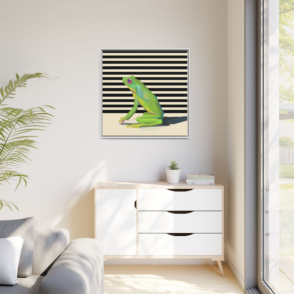 Stylized Frog Portrait Framed Print , Minimalist Pop Art Design   |  Personalized & Custom Orders Available