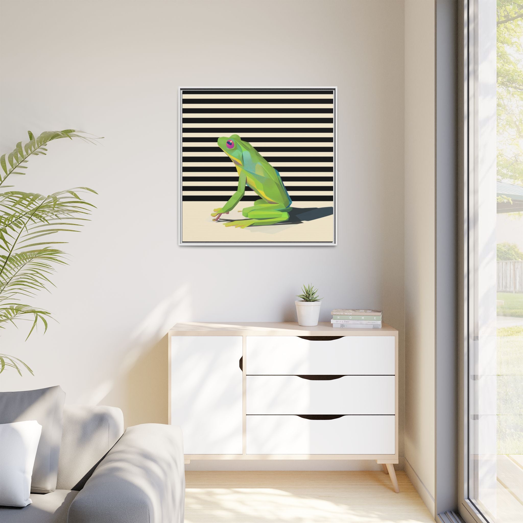 Stylized Frog Portrait Framed Print , Minimalist Pop Art Design   |  Personalized & Custom Orders Available