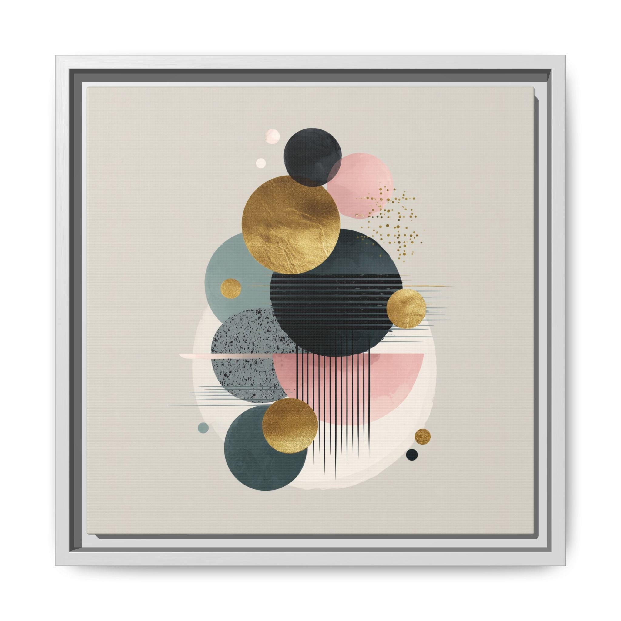 Geometric Harmony: Intersecting Circles, Mid-Century Modern Design, Abstract Metallic Composition   |   Custom Orders Accepted