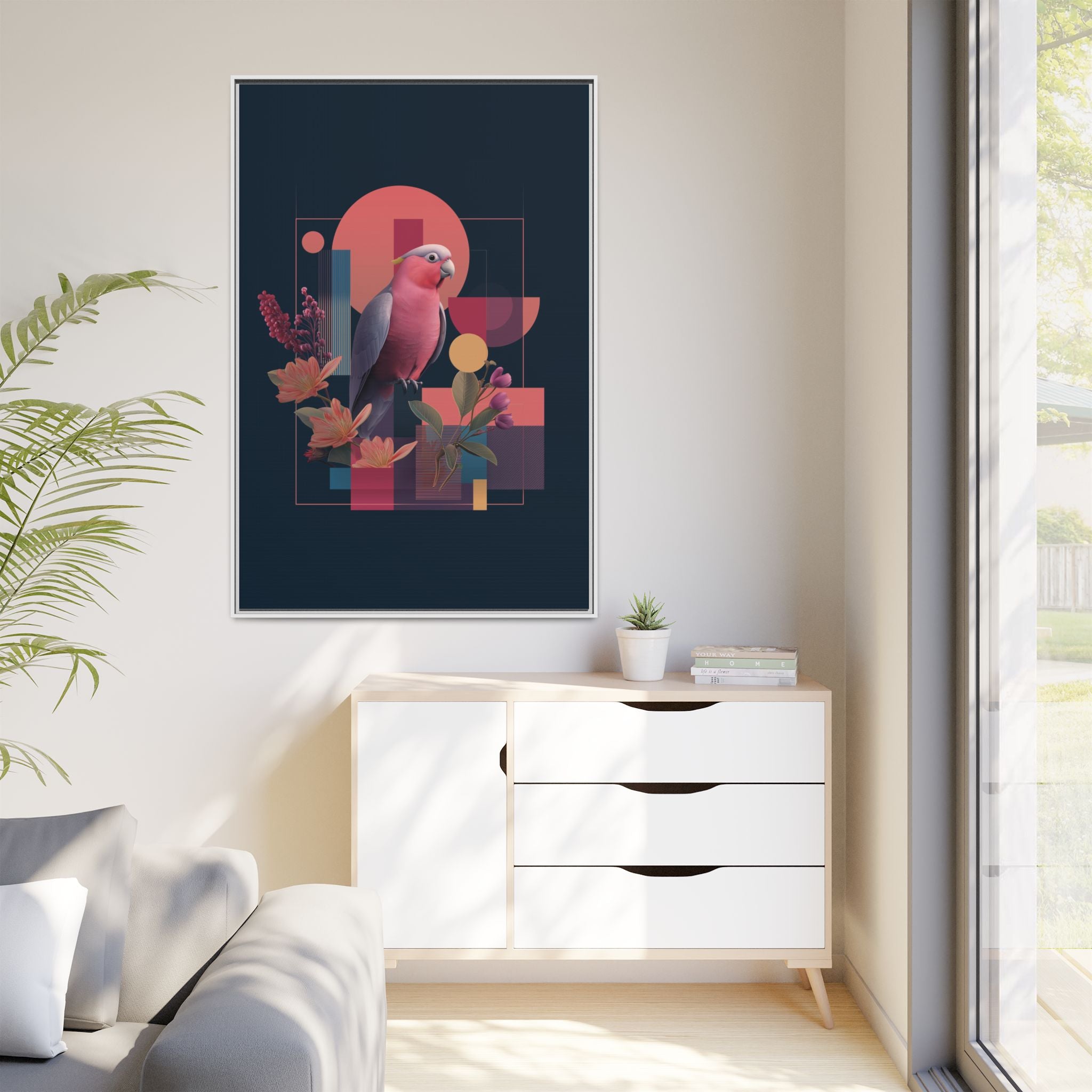 Geometric Rose Galah: Digital Art Deco, Retro-Futuristic Parrot Composition   |    Custom Orders Available