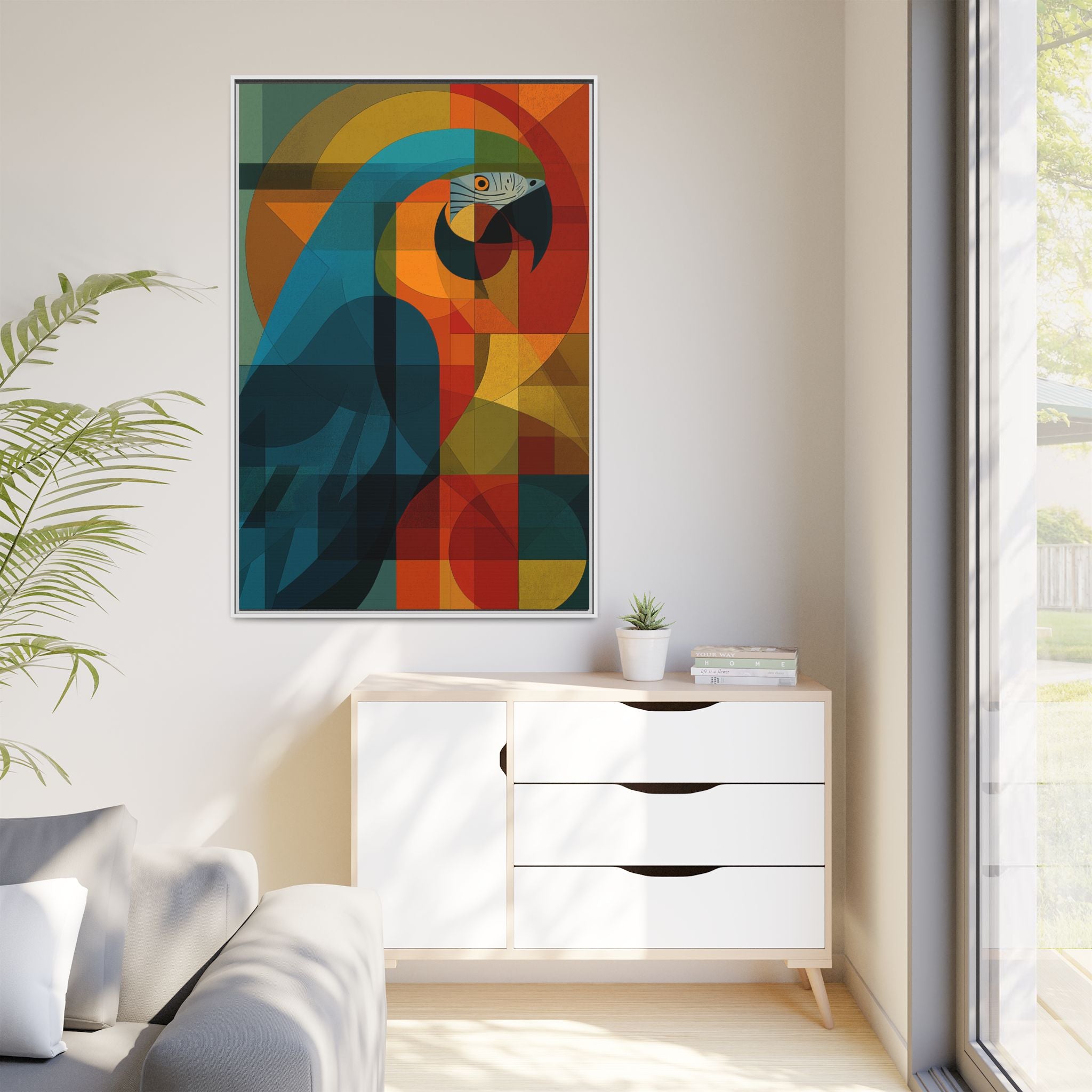 Cubist Parrot Prisma: Geometric Bird Art, Modernist Color Block Design   |    Custom Orders Available