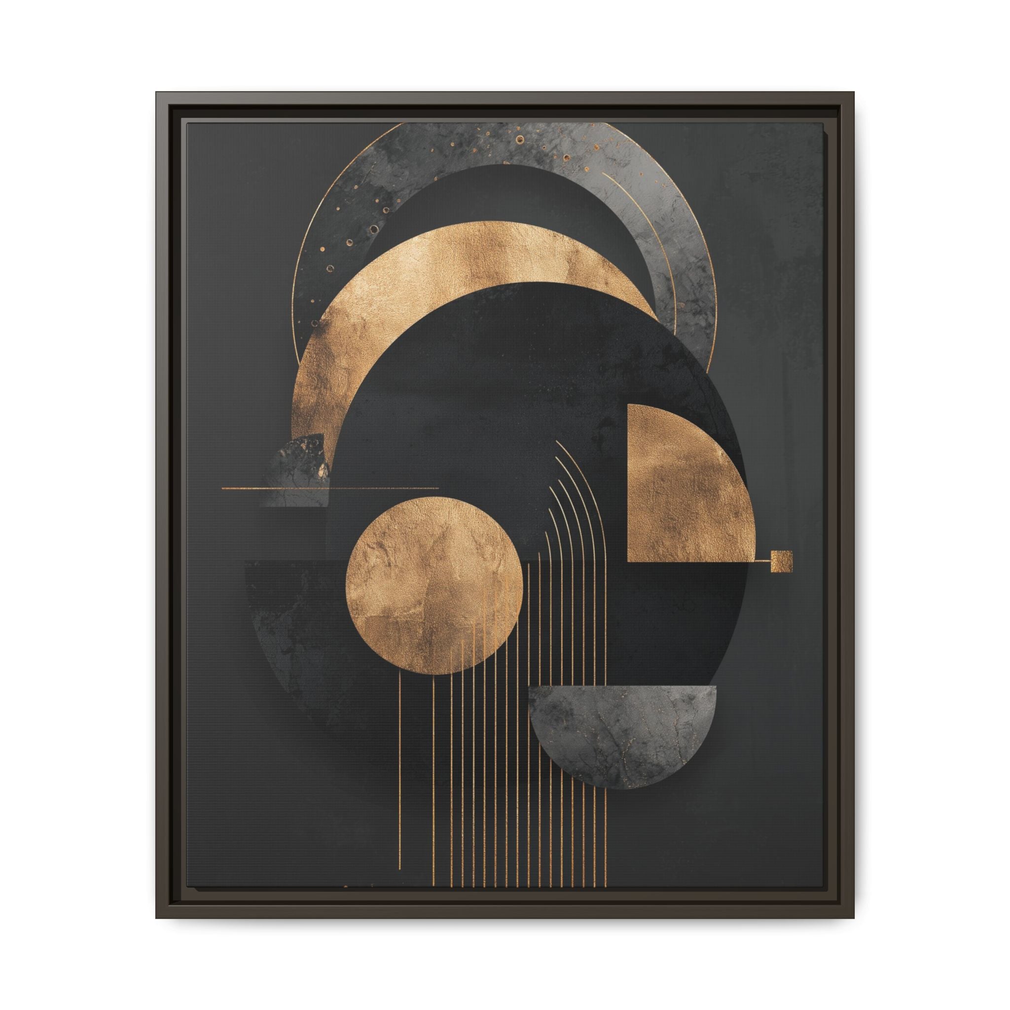 Geometric Resonance: Abstract Gold and Black Design, Minimalist Architectural Art, Modern Metallic Composition   |   Custom Orders Accepted