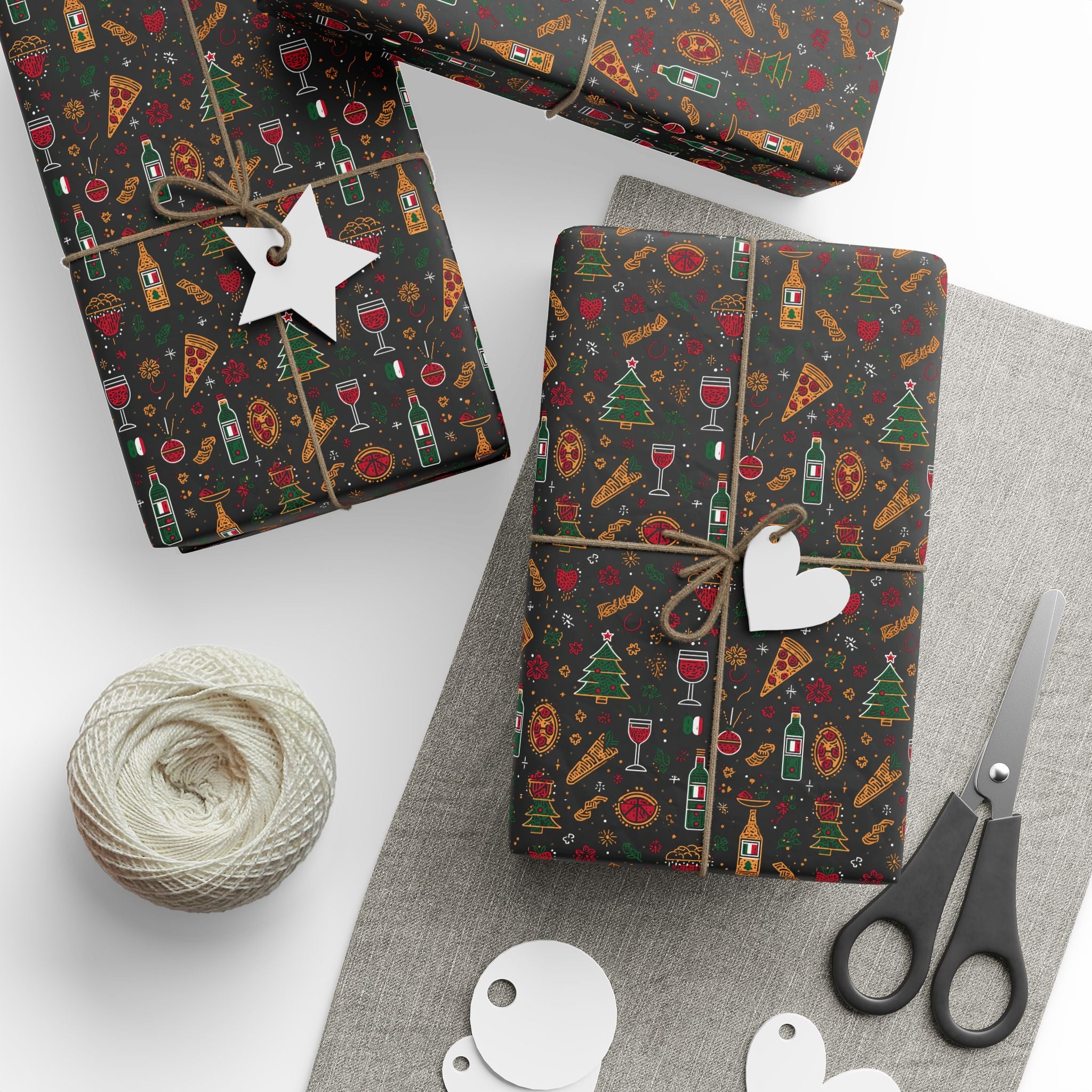 Holiday Italian Pattern Wrapping Paper — Festive Drinks Gift Wrap