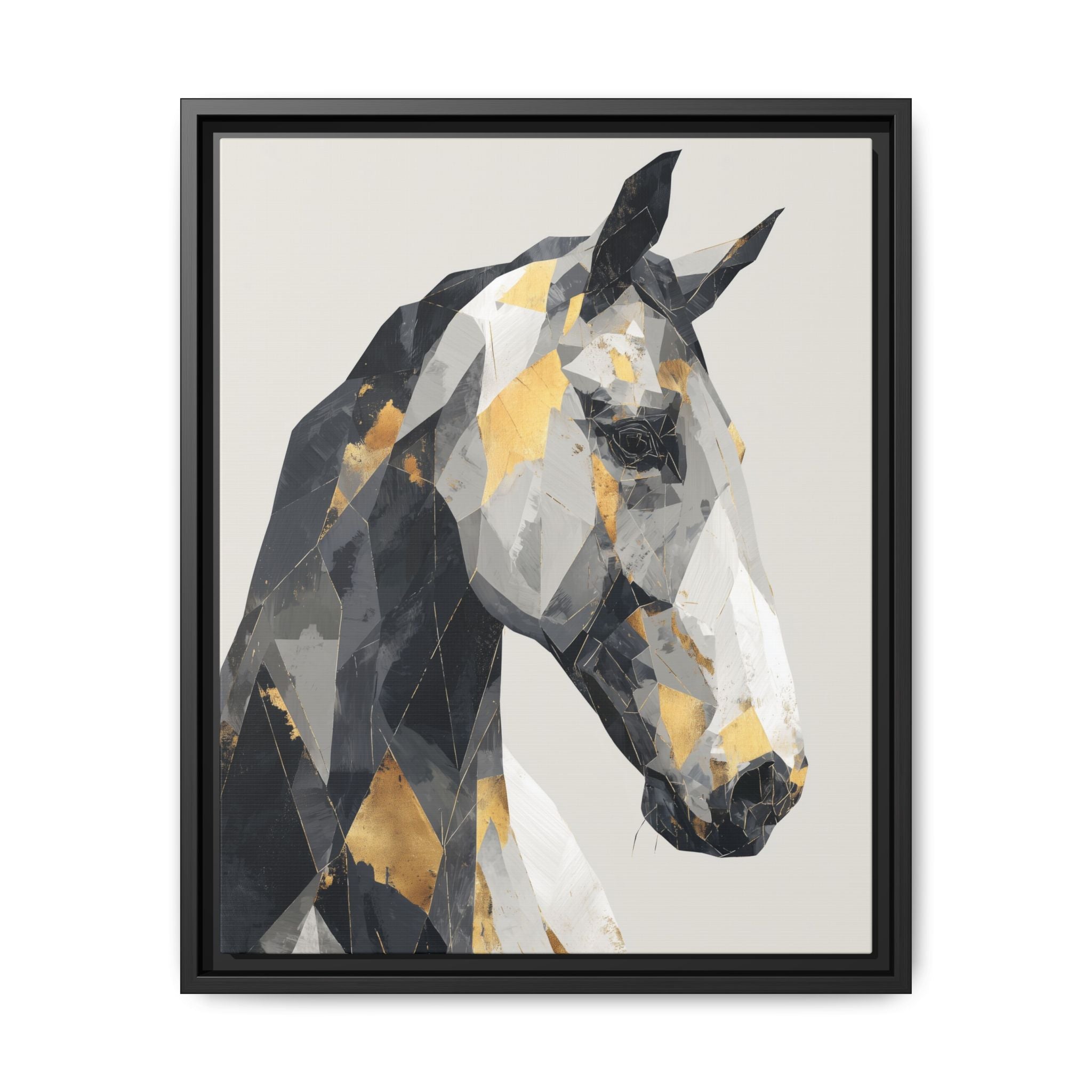 Equine Geometrica: Contemporary Cubist Horse, Metallic Abstract Portrait   |  Personalized & Custom Orders Available