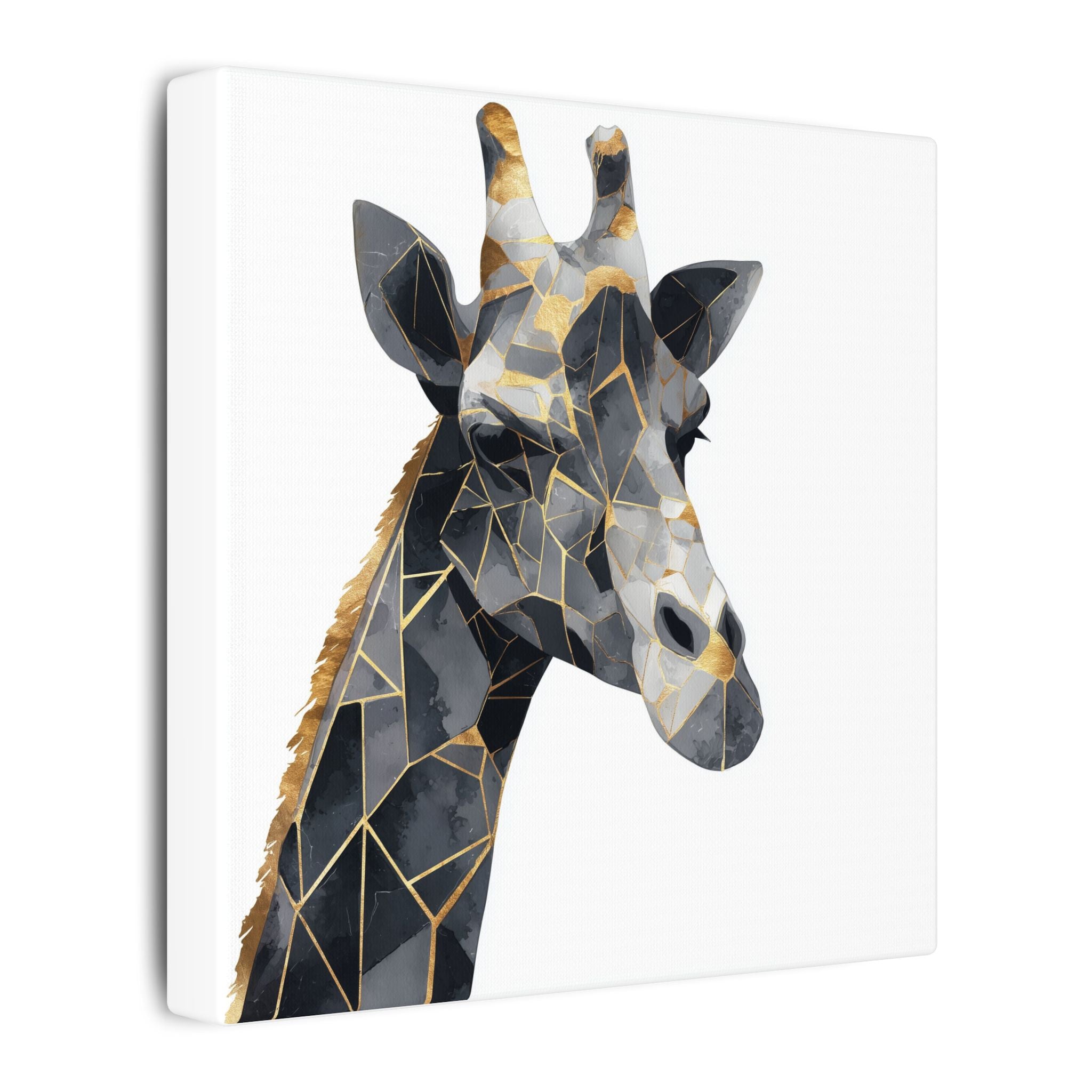 Fractured Majesty: Geometric Giraffe Portrait, Metallic Mosaic Art, Modern Animal Abstract Design   |  Personalized & Custom Orders