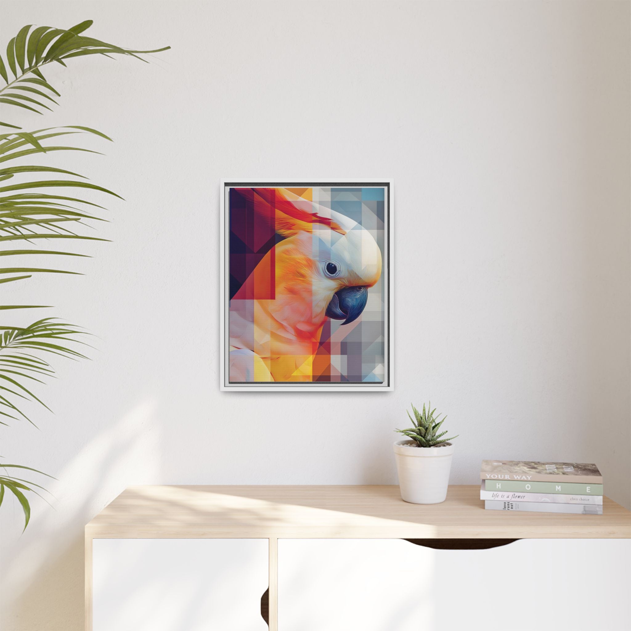 Prismatic Plume: Geometric Parrot Portrait, Digital Mosaic Abstraction   |    Custom Orders Available