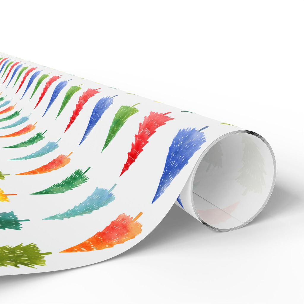 Festive Watercolor Christmas Tree Wrapping Paper - Colorful Holiday Gift Wrap