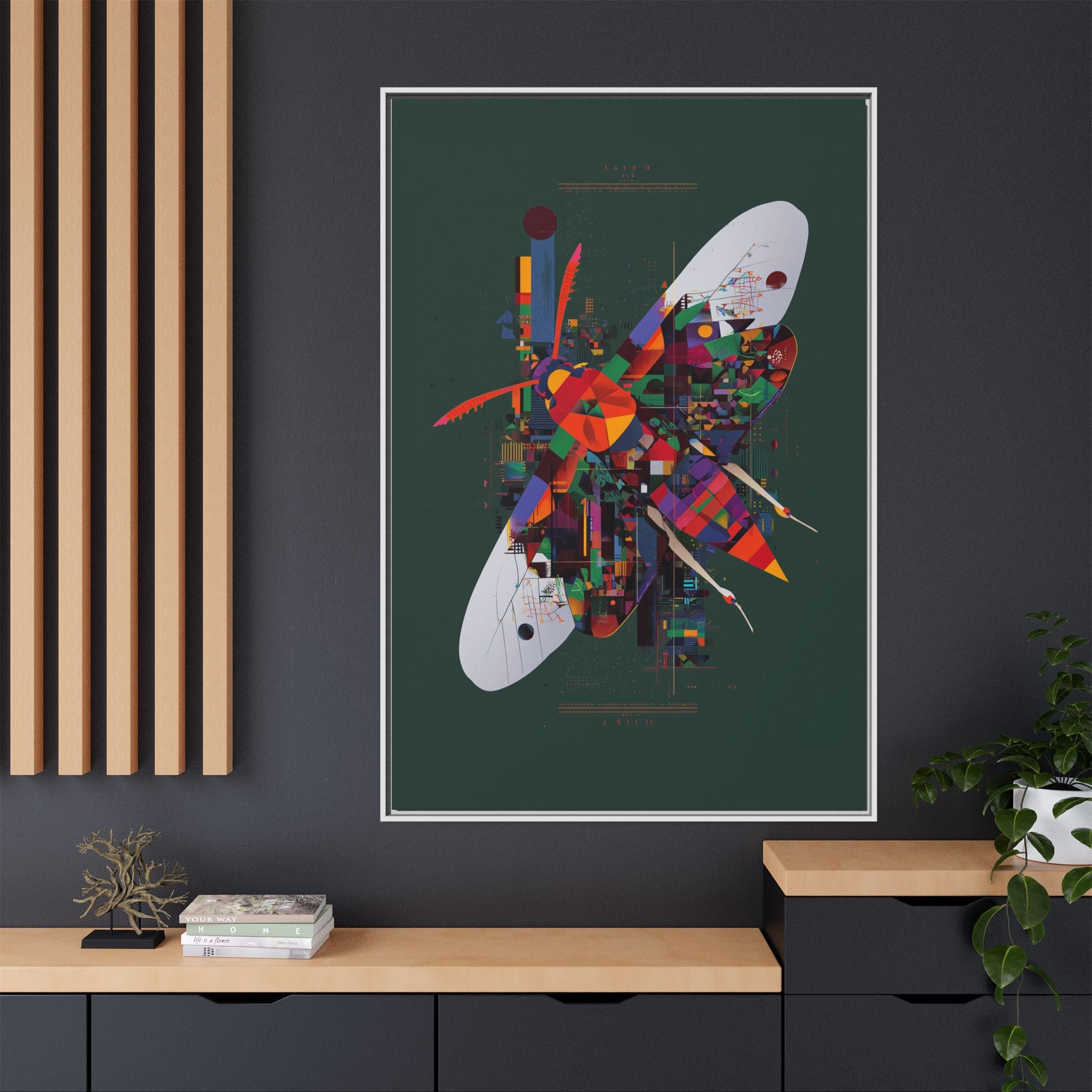 Geometric Metamorphosis Framed Print: Urban Nature Mosaic, Abstract Butterfly Fragments   |  Personalized & Custom Orders Available