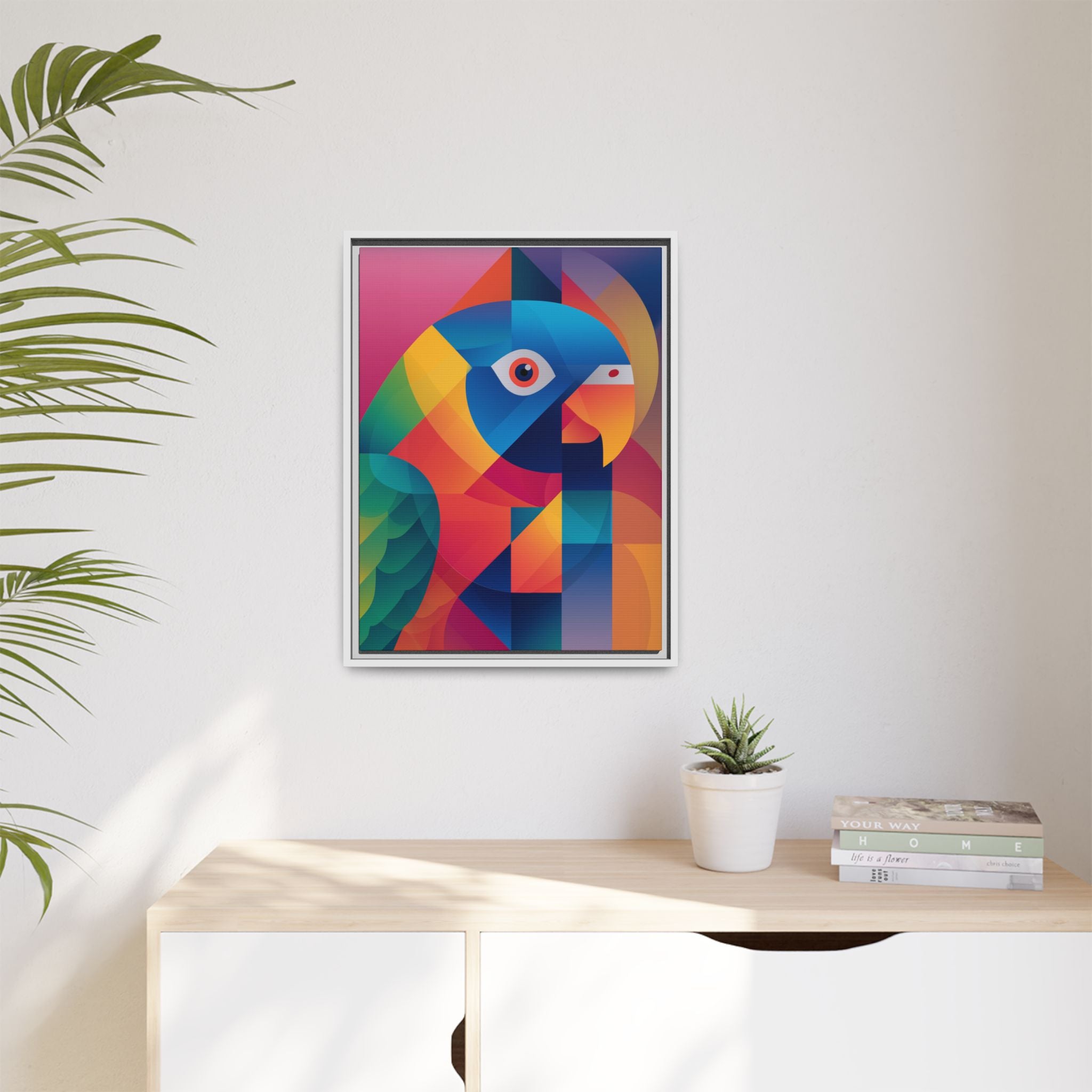 Cubist Parrot Prisma: Geometric Bird Design, Modern Angular Art   |    Custom Orders Available