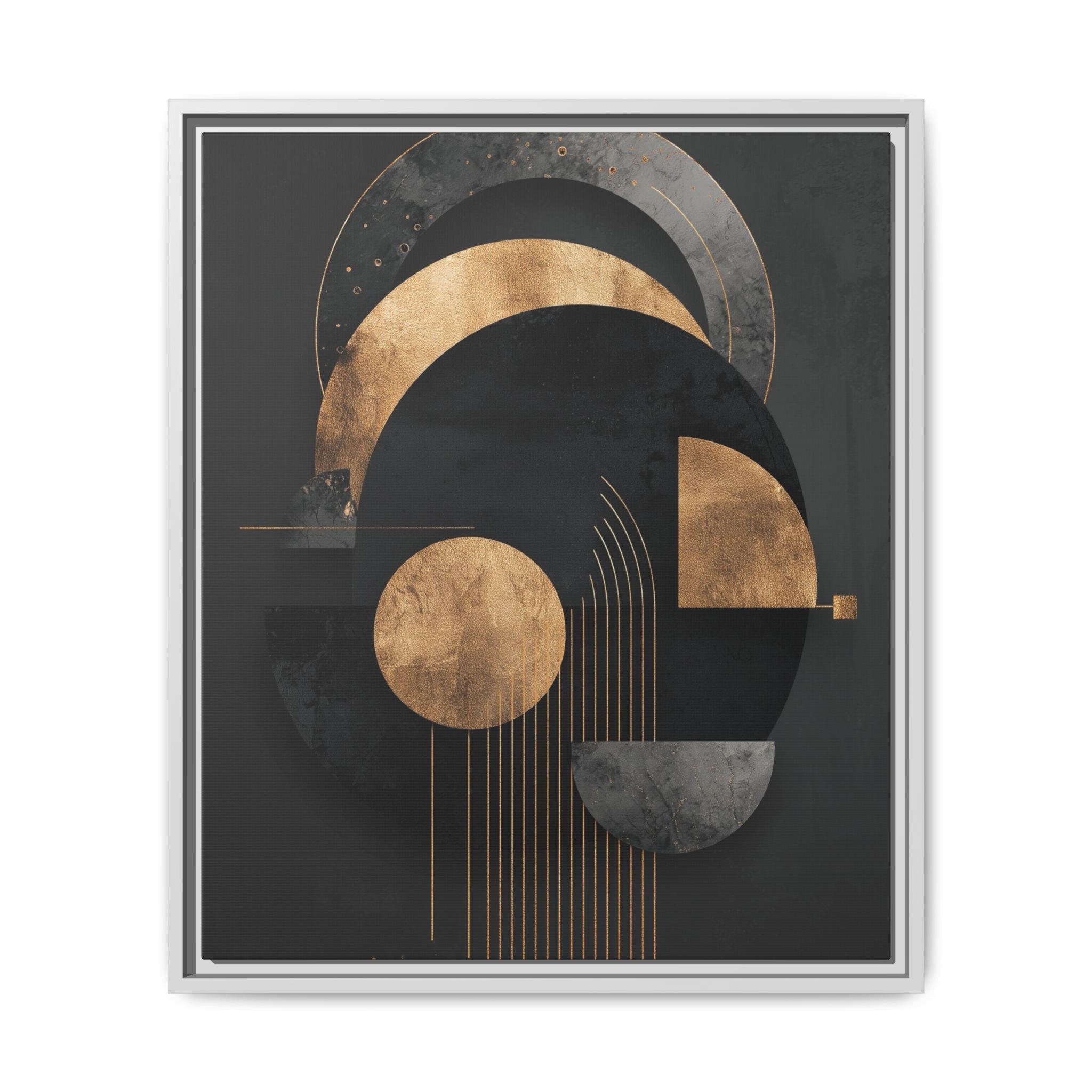 Geometric Resonance: Abstract Gold and Black Design, Minimalist Architectural Art, Modern Metallic Composition   |   Custom Orders Accepted