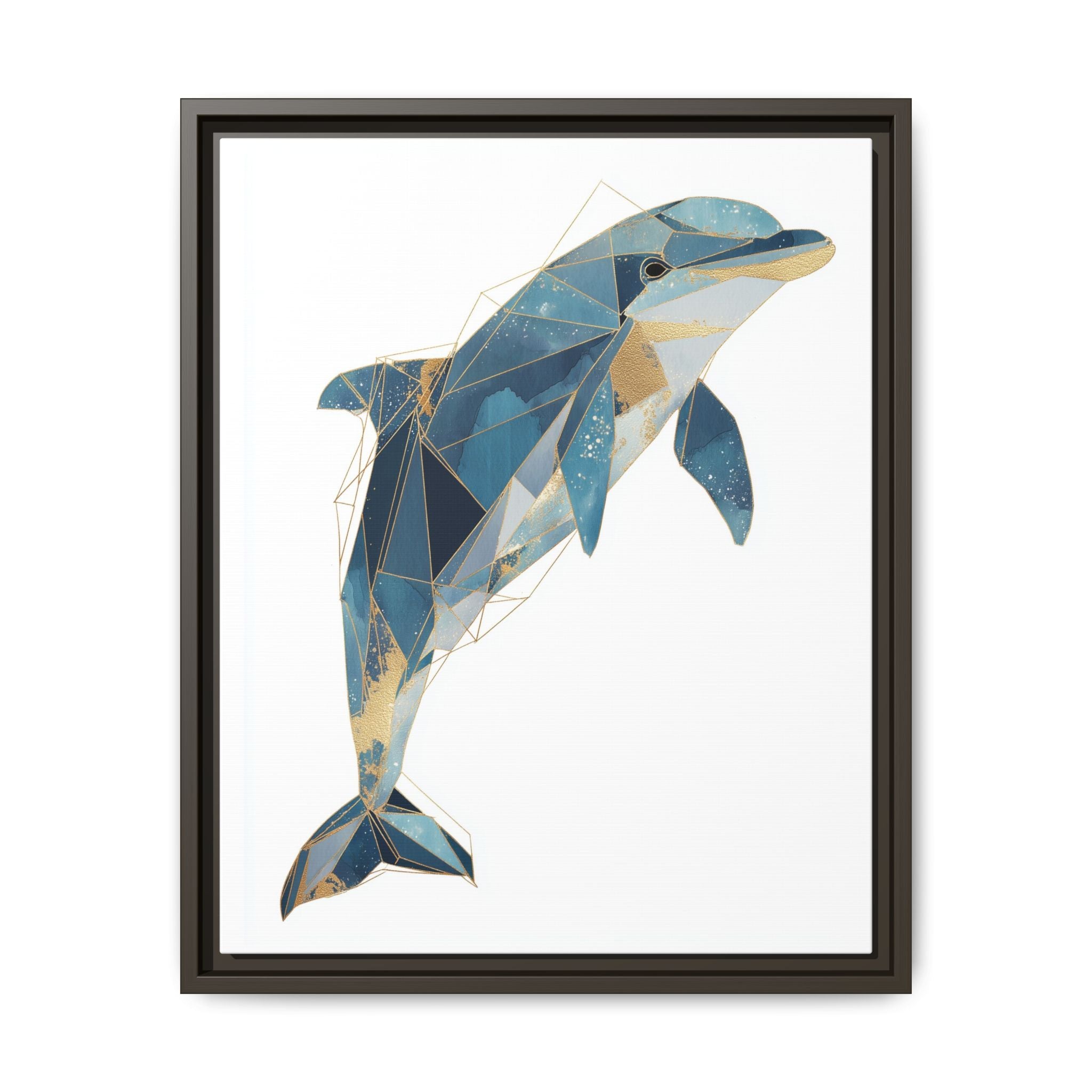 Crystalline Dolphin Framed Print : Geometric Marine Mosaic, Fractalized Blue Abstract   |  Personalized & Custom Orders Available