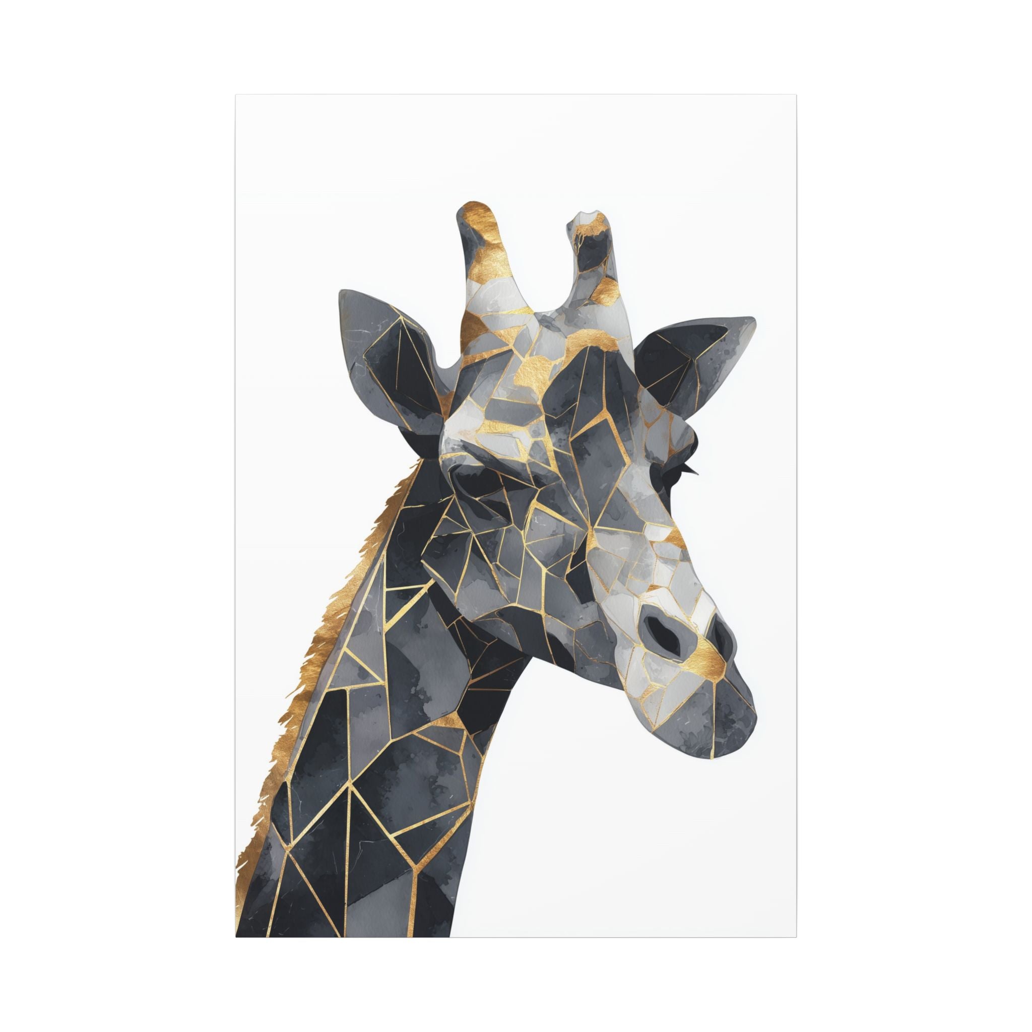 Fractured Majesty: Geometric Giraffe Portrait, Metallic Mosaic Art, Modern Animal Abstract Design   |  Personalized & Custom Orders
