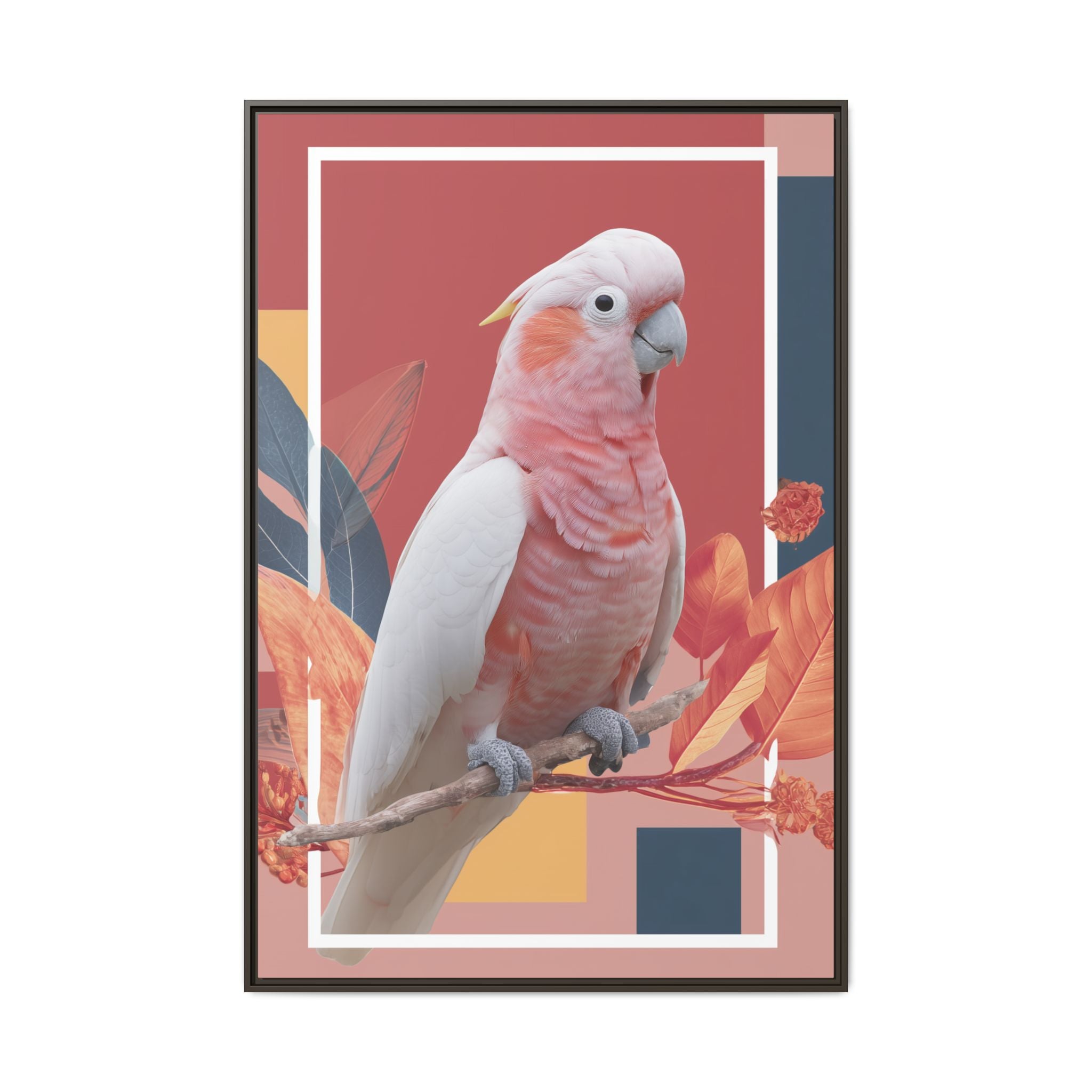 Framed Print: Cockatoo in Contemporary Geometric Style, Modern Avian Art Collection   |  Personalized & Custom Orders Available