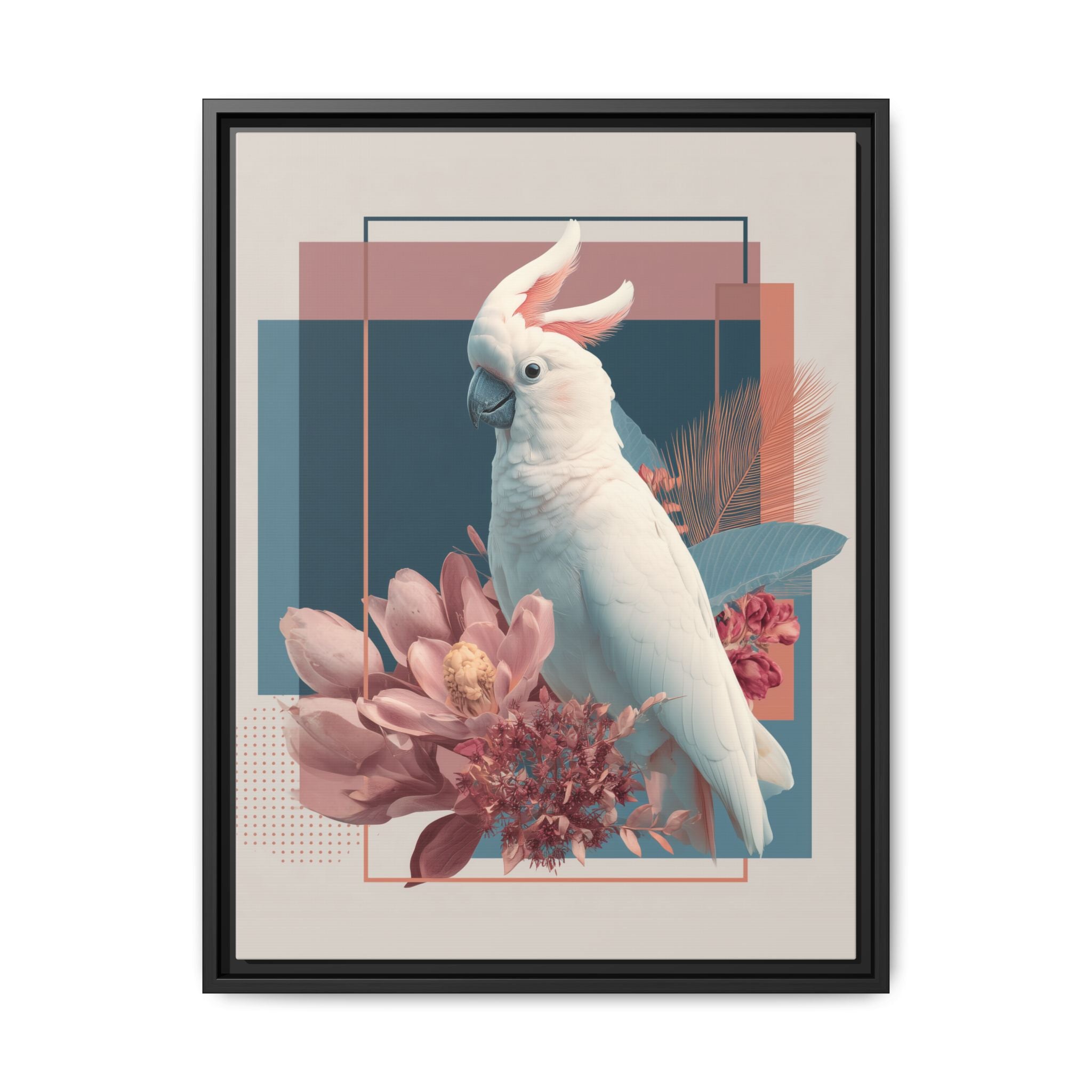 Cockatoo Geometric Framed Print : Modern Wildlife Illustration, Geometric Botanical Fusion   |  Personalized & Custom Orders Available