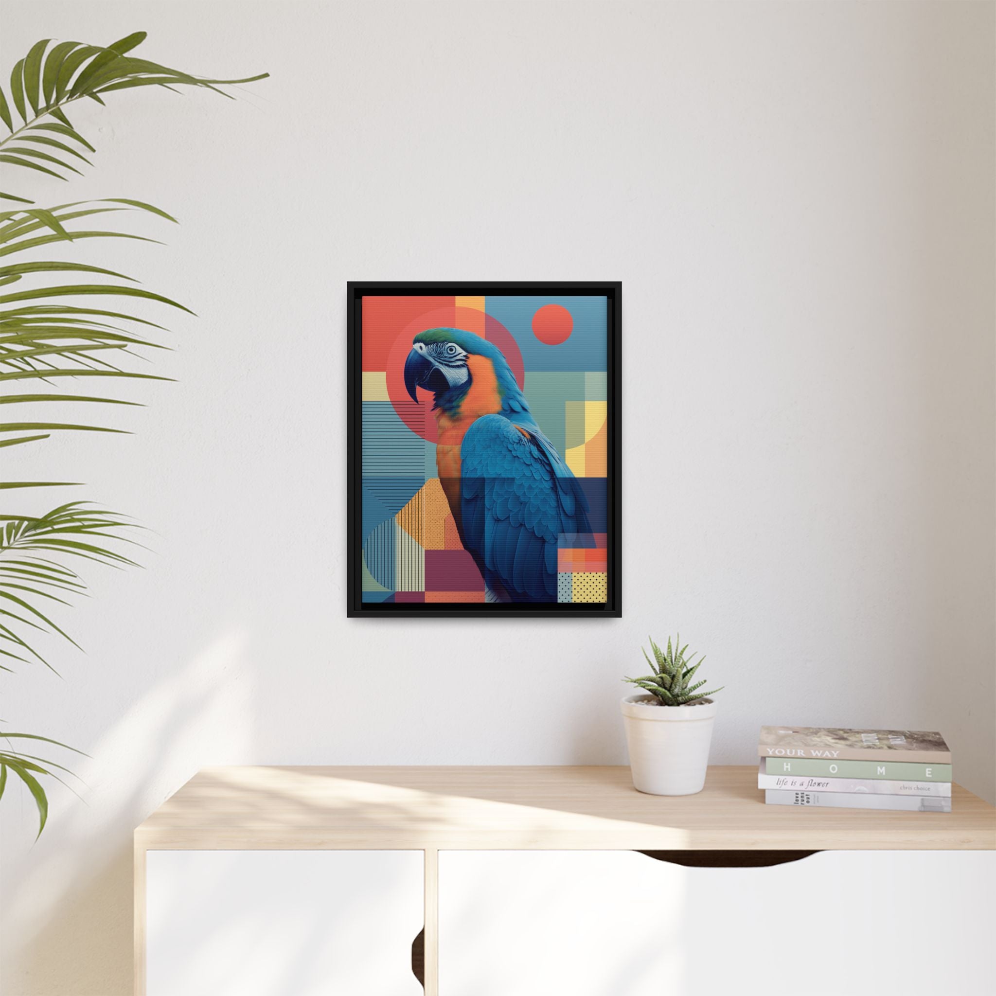 Geometric Macaw: Prismatic Wildlife Fusion, Modern Abstract Composition   |    Custom Orders Available