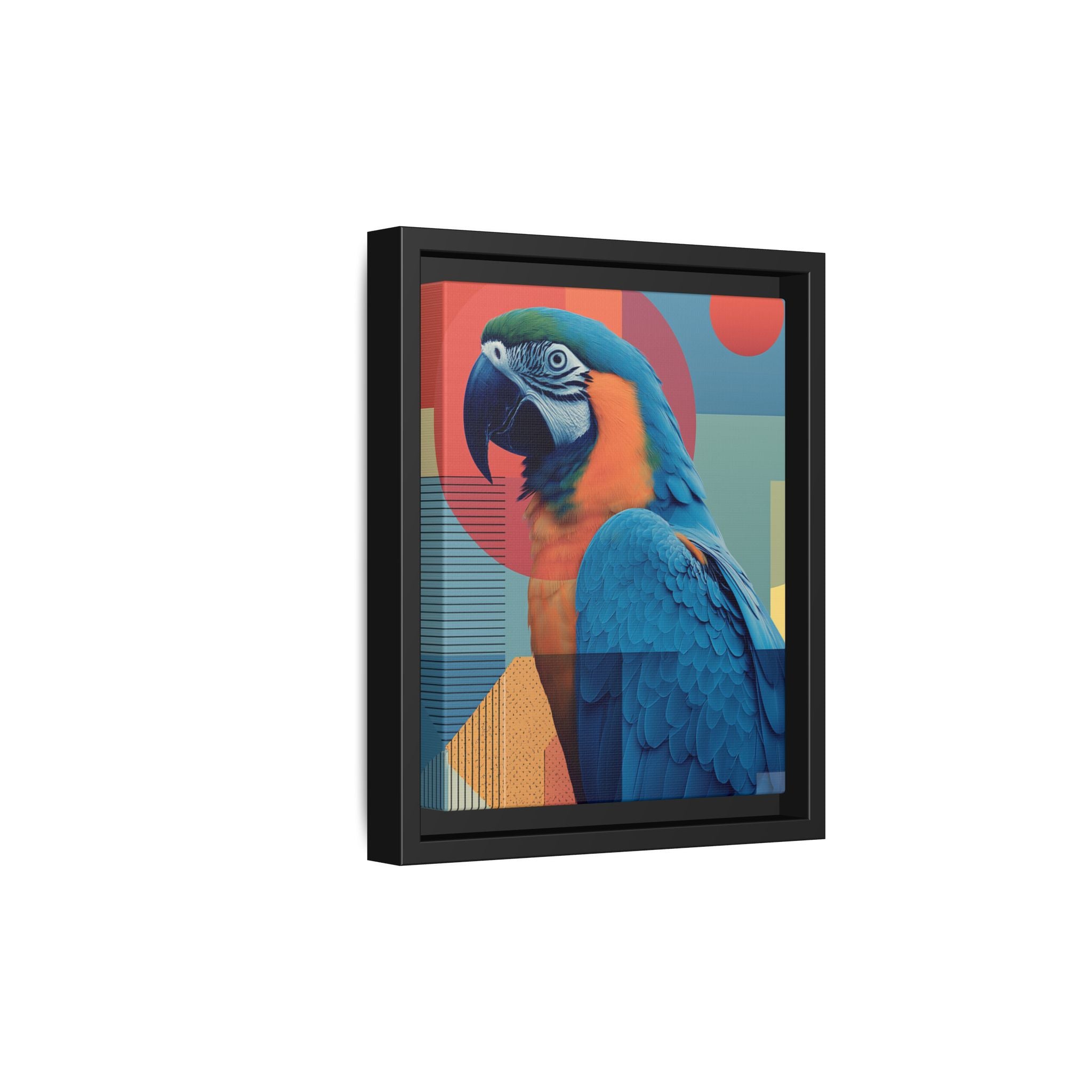 Macaw Geometric Framed Print : Mid-Century Modern Bird Art, Tropical Parrot Print   |  Personalized & Custom Orders Available