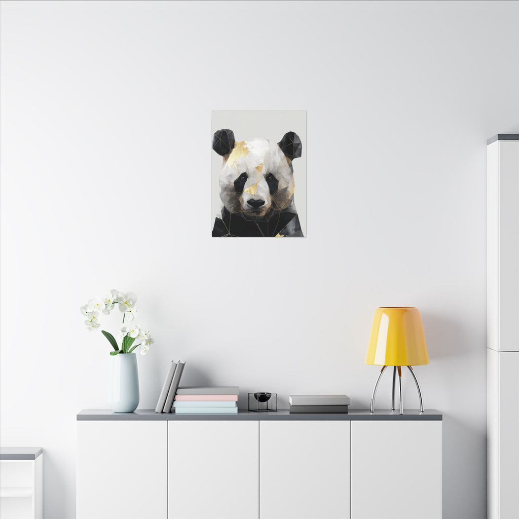 Geometric Panda: Low Poly Art, Contemporary Wildlife Portrait, Metallic Triangular Design   |  Personalized & Custom Orders Available