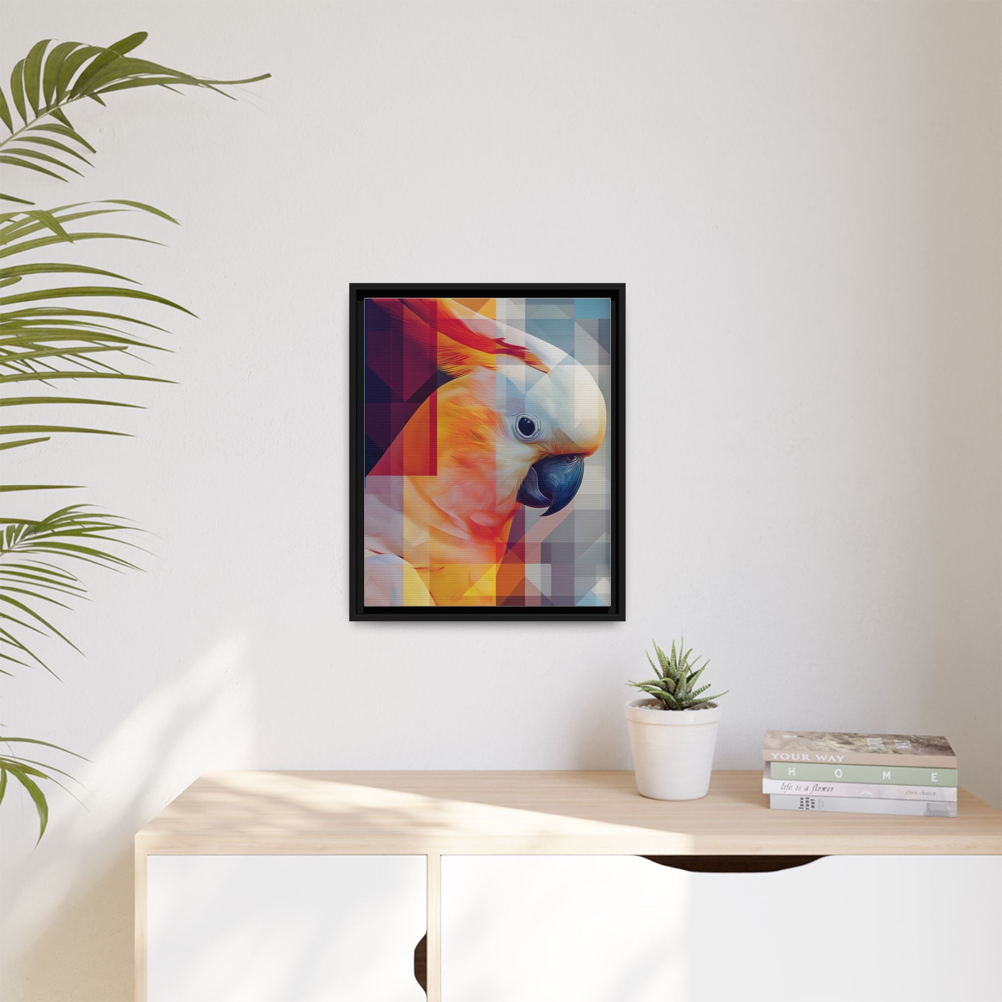 Prismatic Plume: Geometric Parrot Portrait, Digital Mosaic Abstraction   |    Custom Orders Available