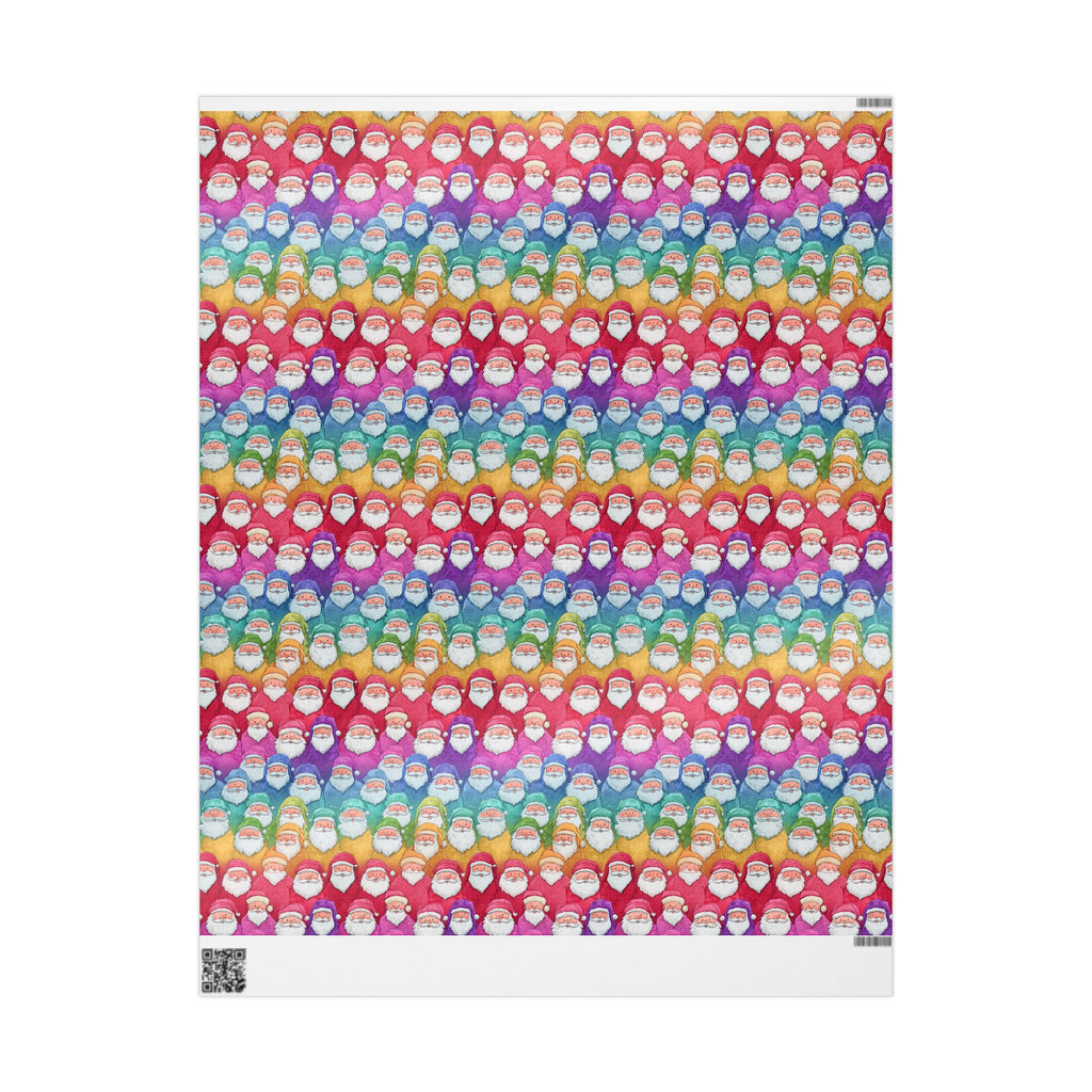 Bold Colorful Santa Pattern Wrapping Paper Roll — Colorful Rainbow Holiday Gift Wrap