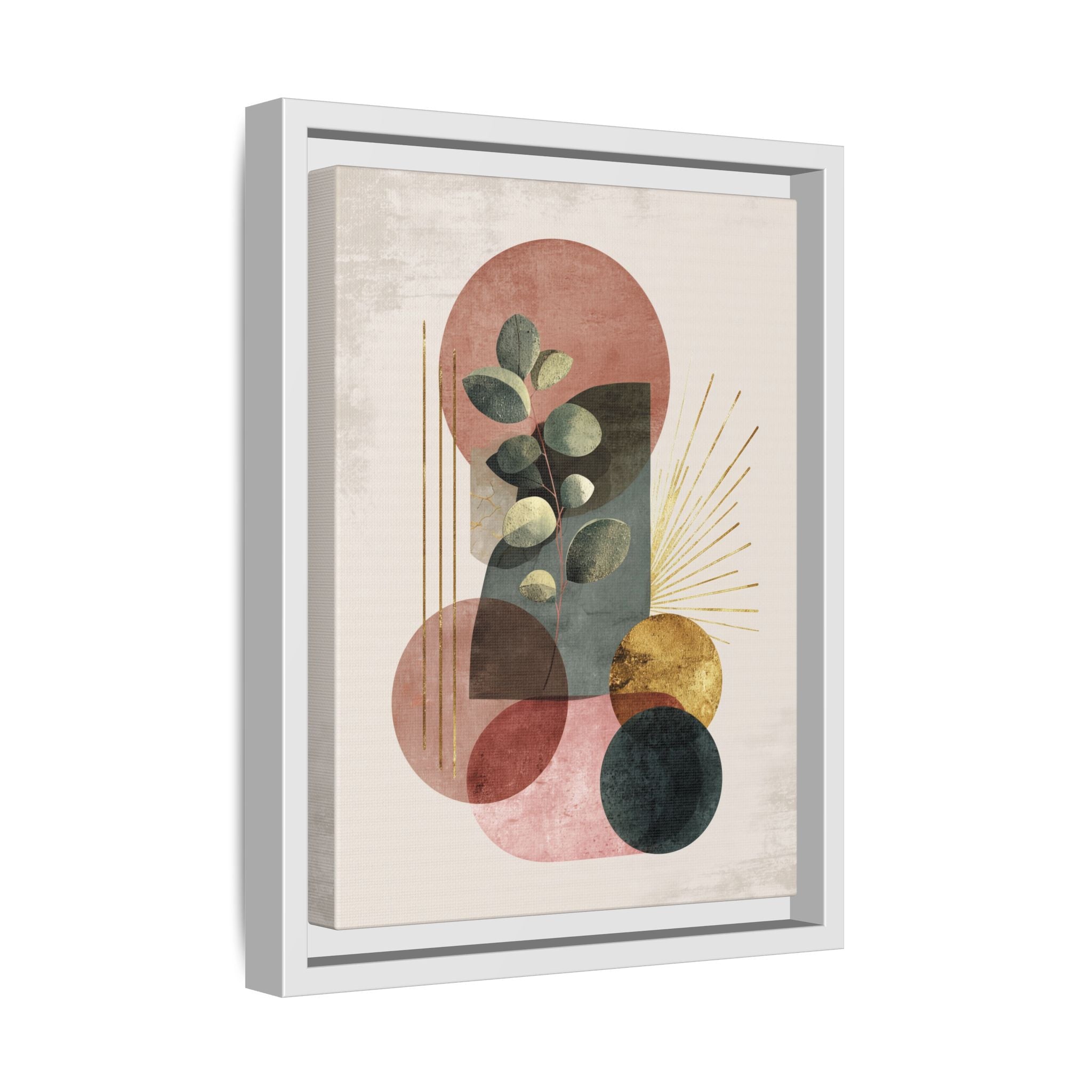 Botanical Geometric Symphony: Eucalyptus Harmony, Metallic Intersections, Modern Earth Tones   |   Custom Orders Accepted