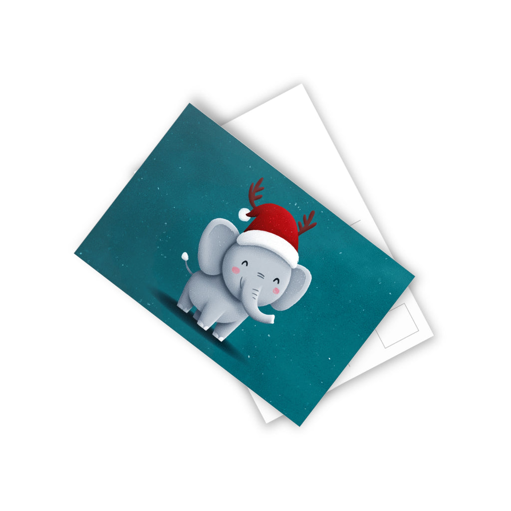Cute Animals Festive Postcard Set - 10pcs of Holiday Cheer, Christmas Cards, Cute Elephant Designs, Fun Greetings for All Occasions