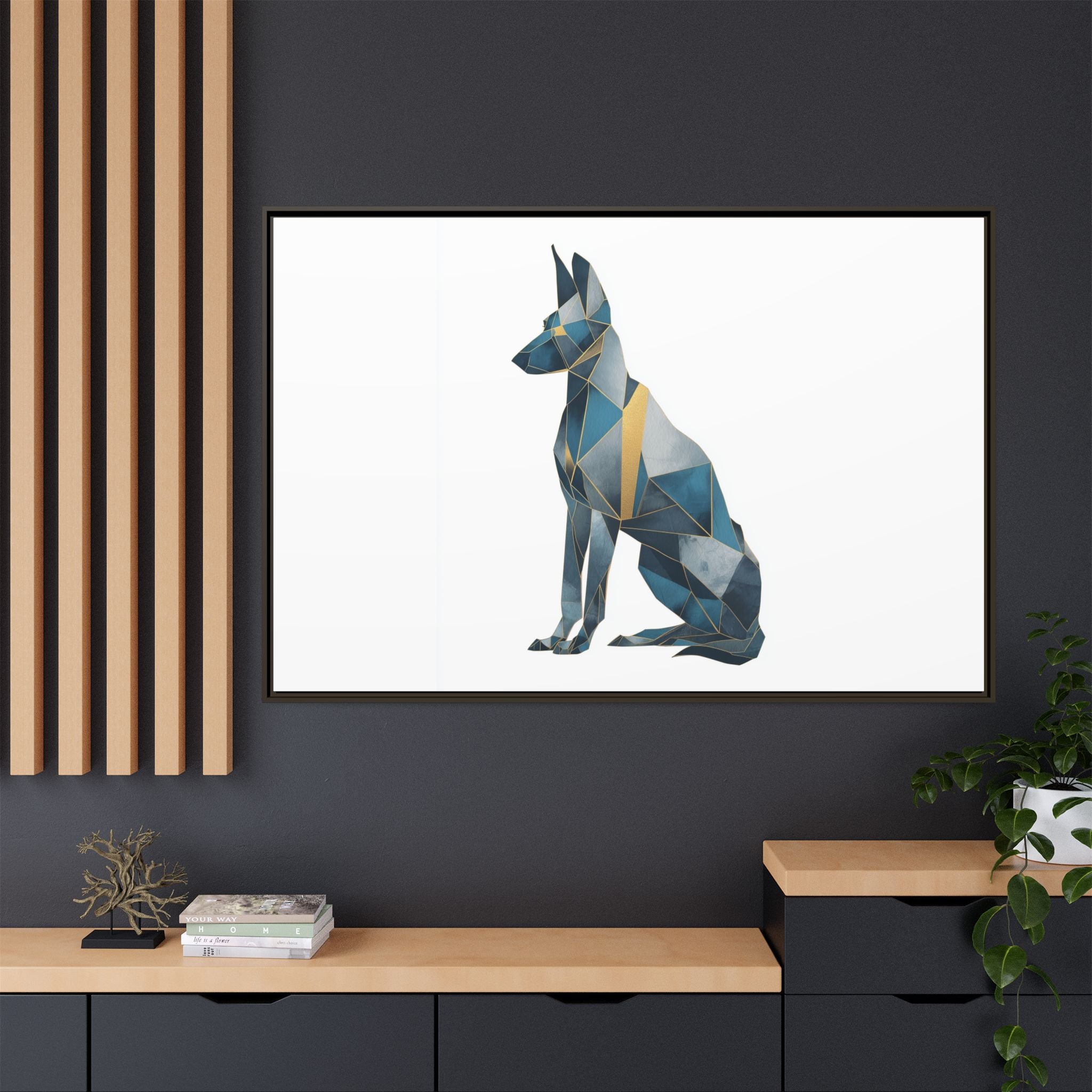 Geometric Canine Mosaic: Fractured Blue Shepherd, Modern Polygonal Art   |  Personalized & Custom Orders Available