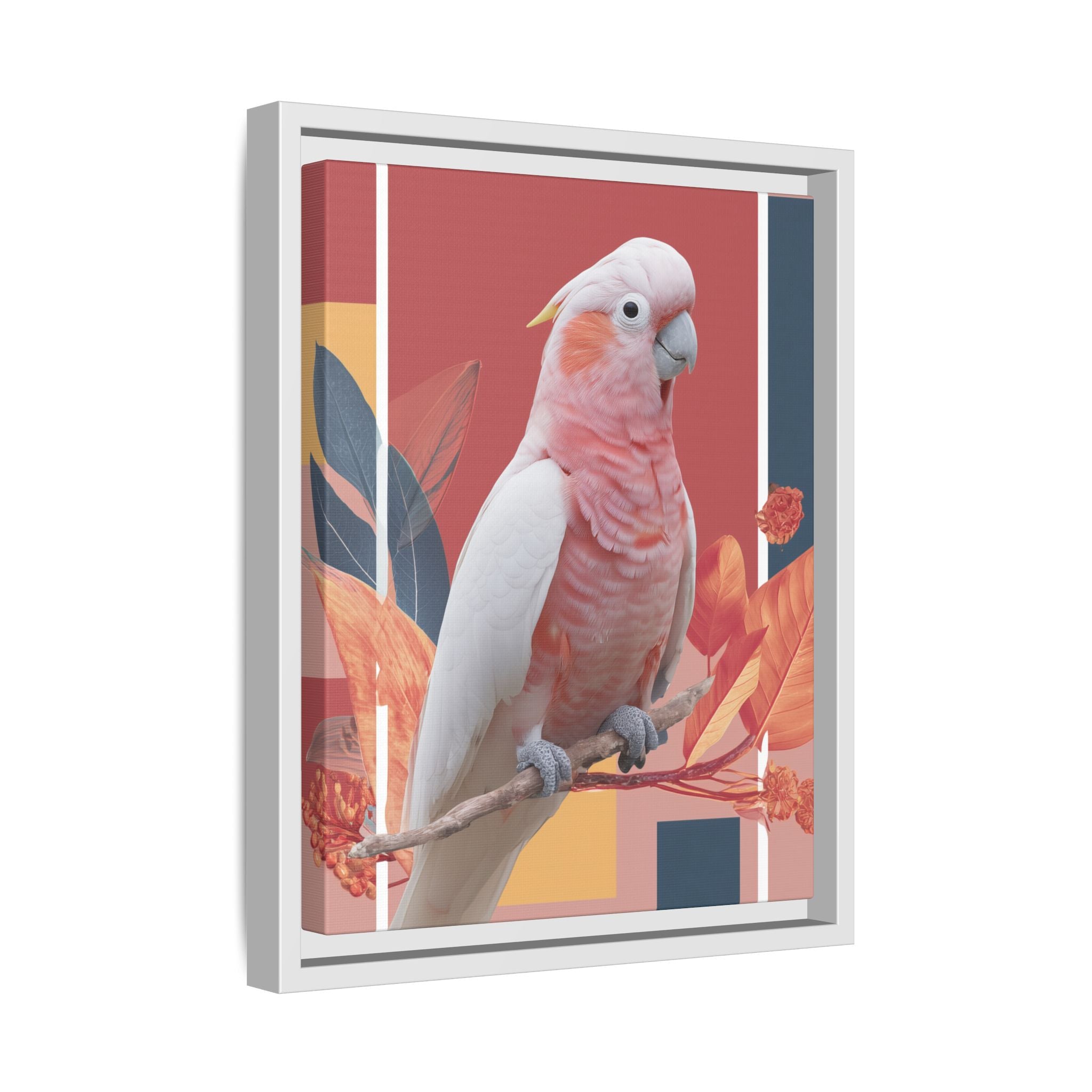 Framed Print: Cockatoo in Contemporary Geometric Style, Modern Avian Art Collection   |  Personalized & Custom Orders Available