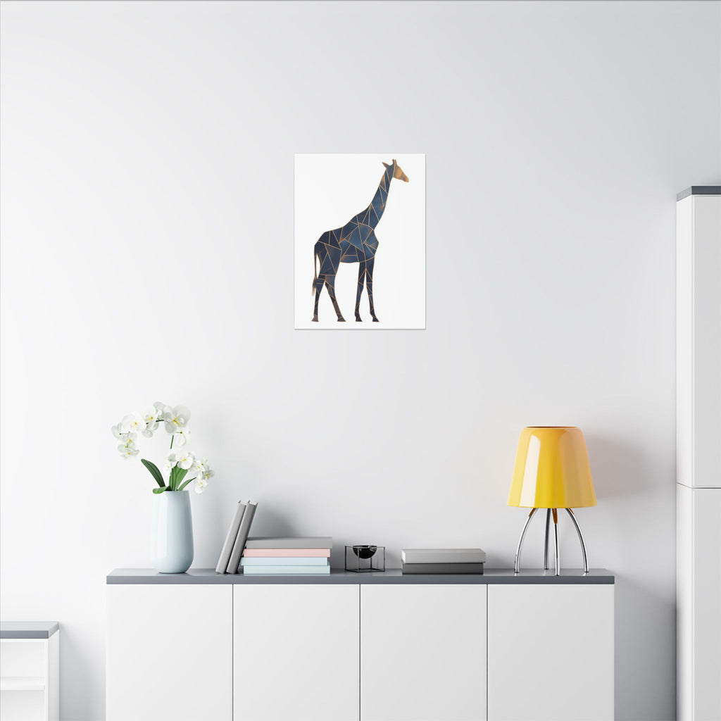 Geometric Giraffe: Mosaic Animal Portrait, Blue Triangular Design, Contemporary African Wildlife Art   |  Personalized & Custom Orders