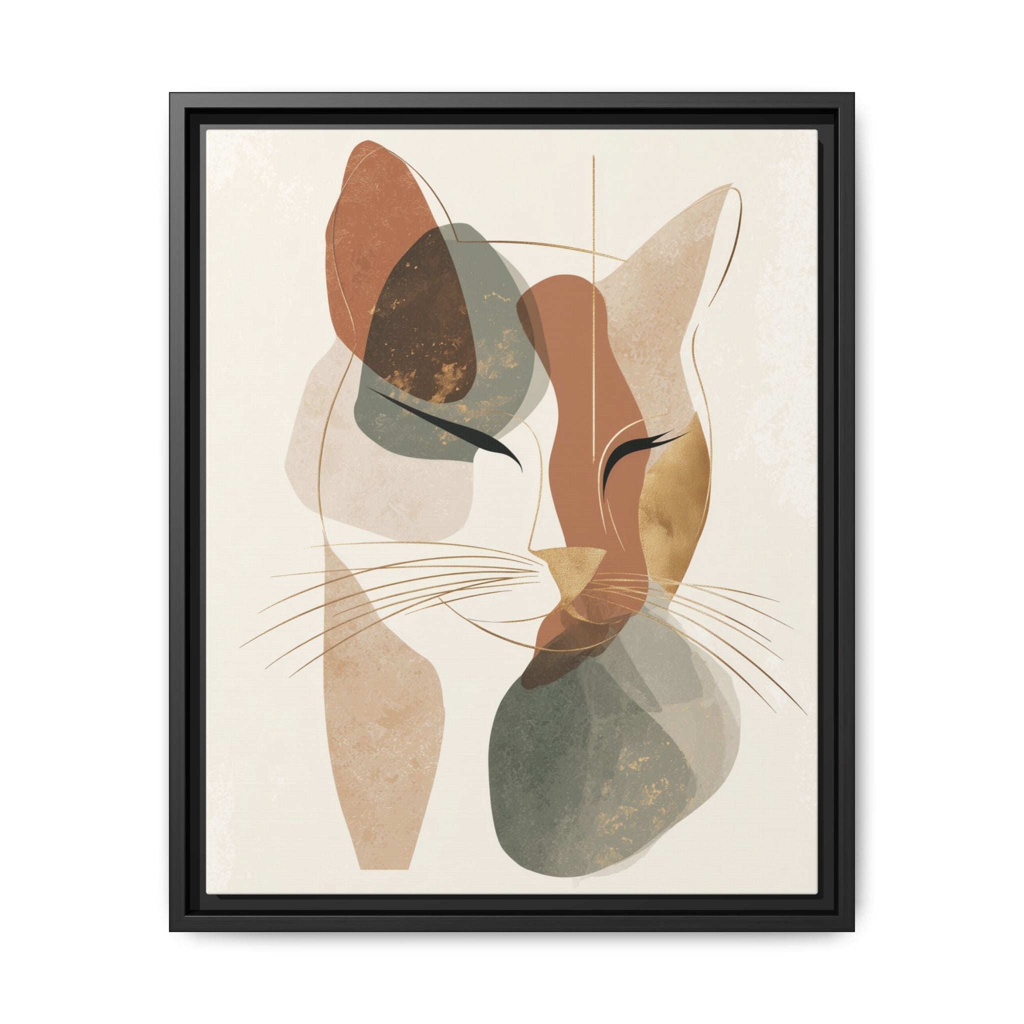 Feline Geometry: Abstract Cat Portrait, Minimalist Earth Tones   |  Personalized & Custom Orders Available