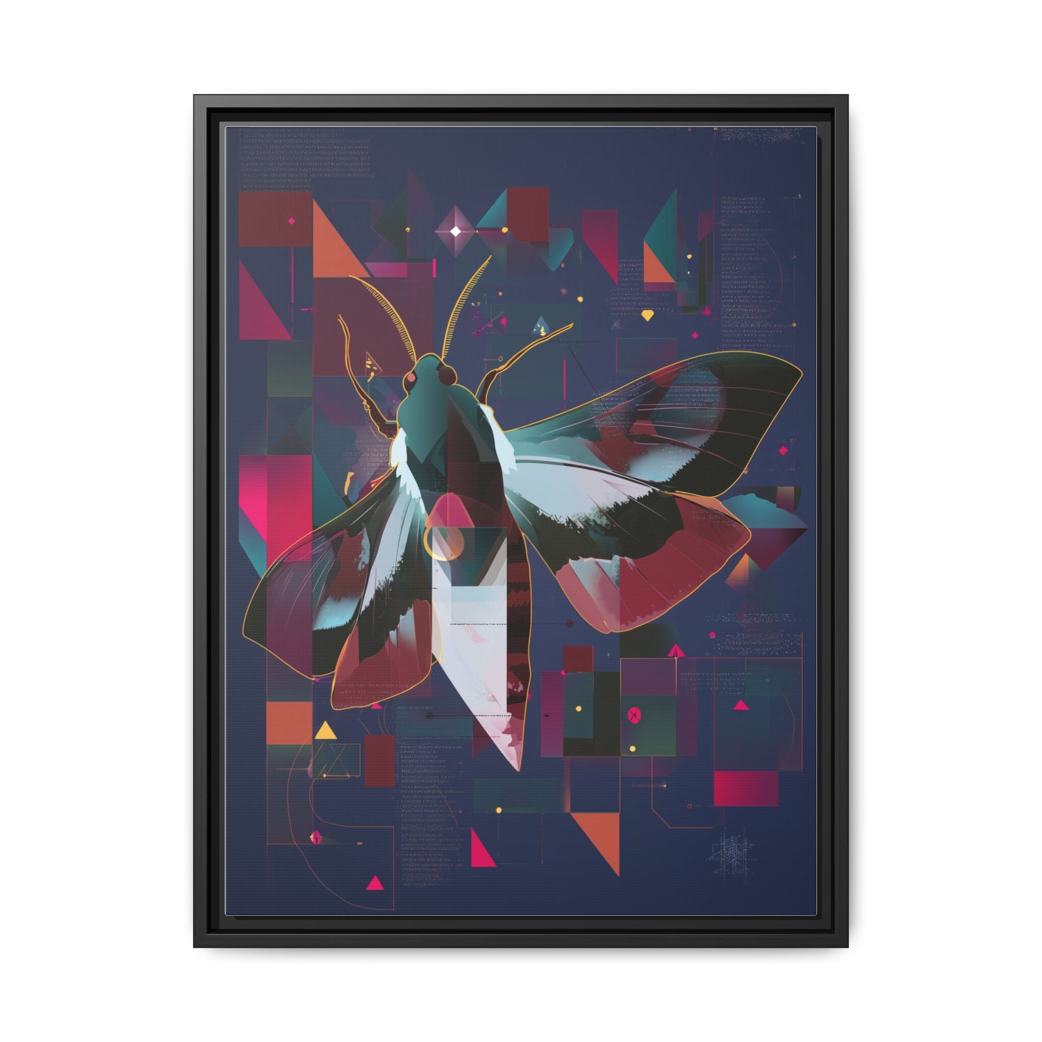 Metamorphic Circuits Framed Print : Geometric Butterfly Fusion, Digital Abstract Techno-Art   |   Custom Orders Available