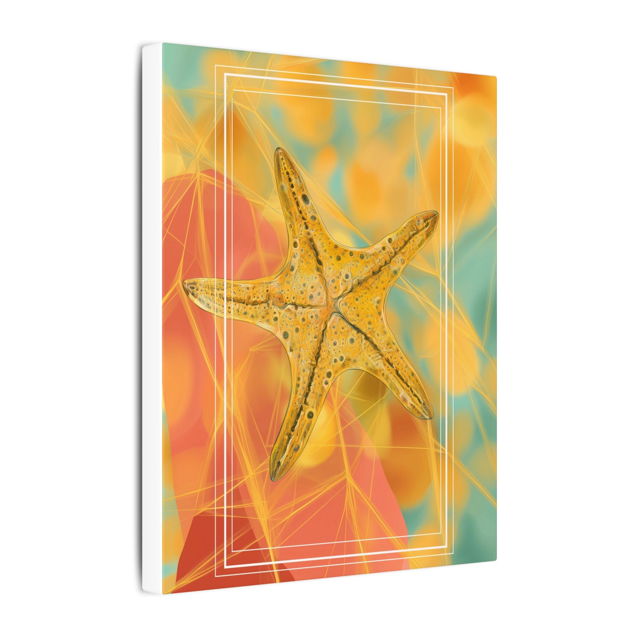 Golden Marine Geometry: Starfish Textures in Digital Art, Oceanic Abstract Composition   |    Custom Orders Available